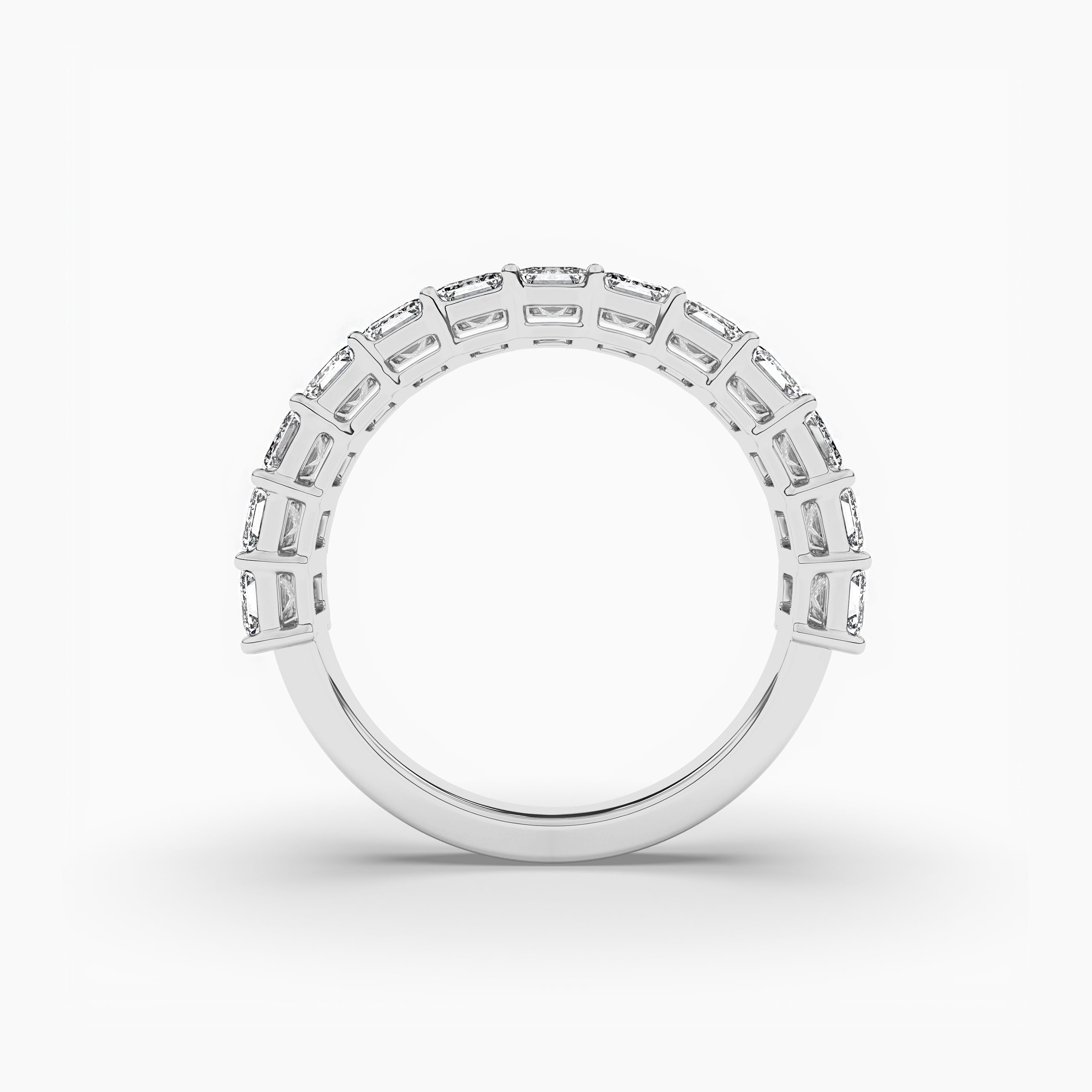 Half Emerald Cut Diamond Eternity Ring In White Gold