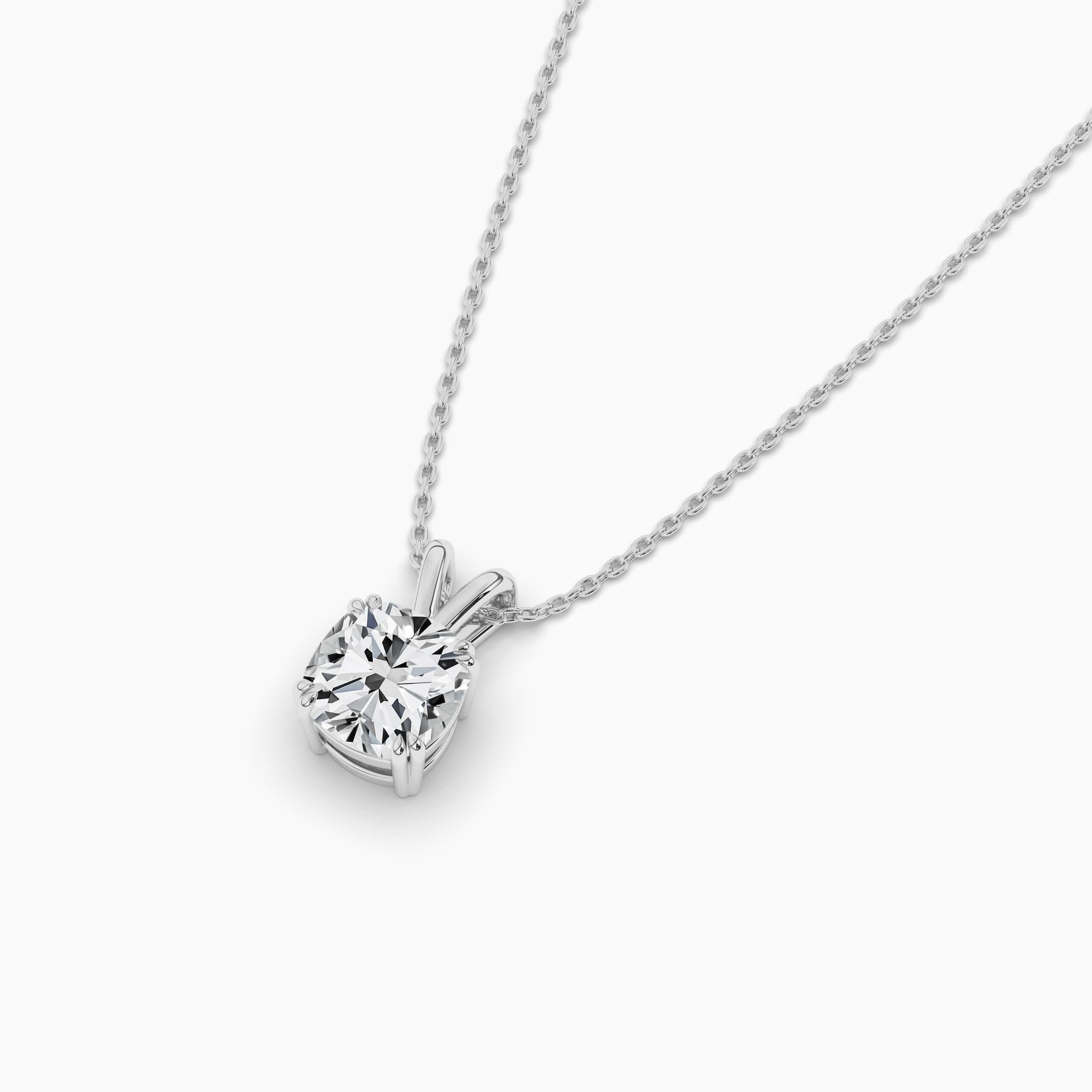 Cushion Necklace In White Gold