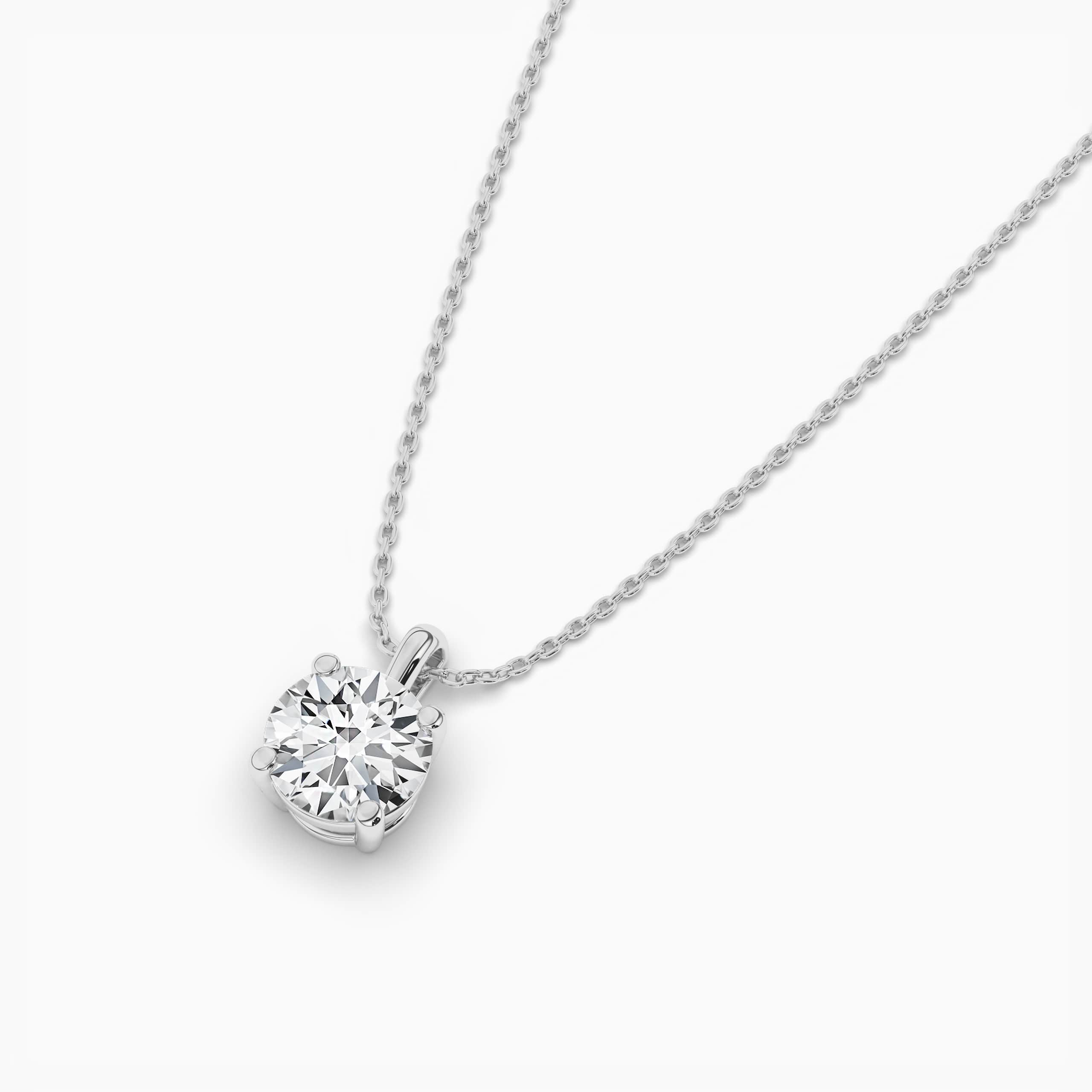 Solitaire Diamond Necklace Round-cut White Gold