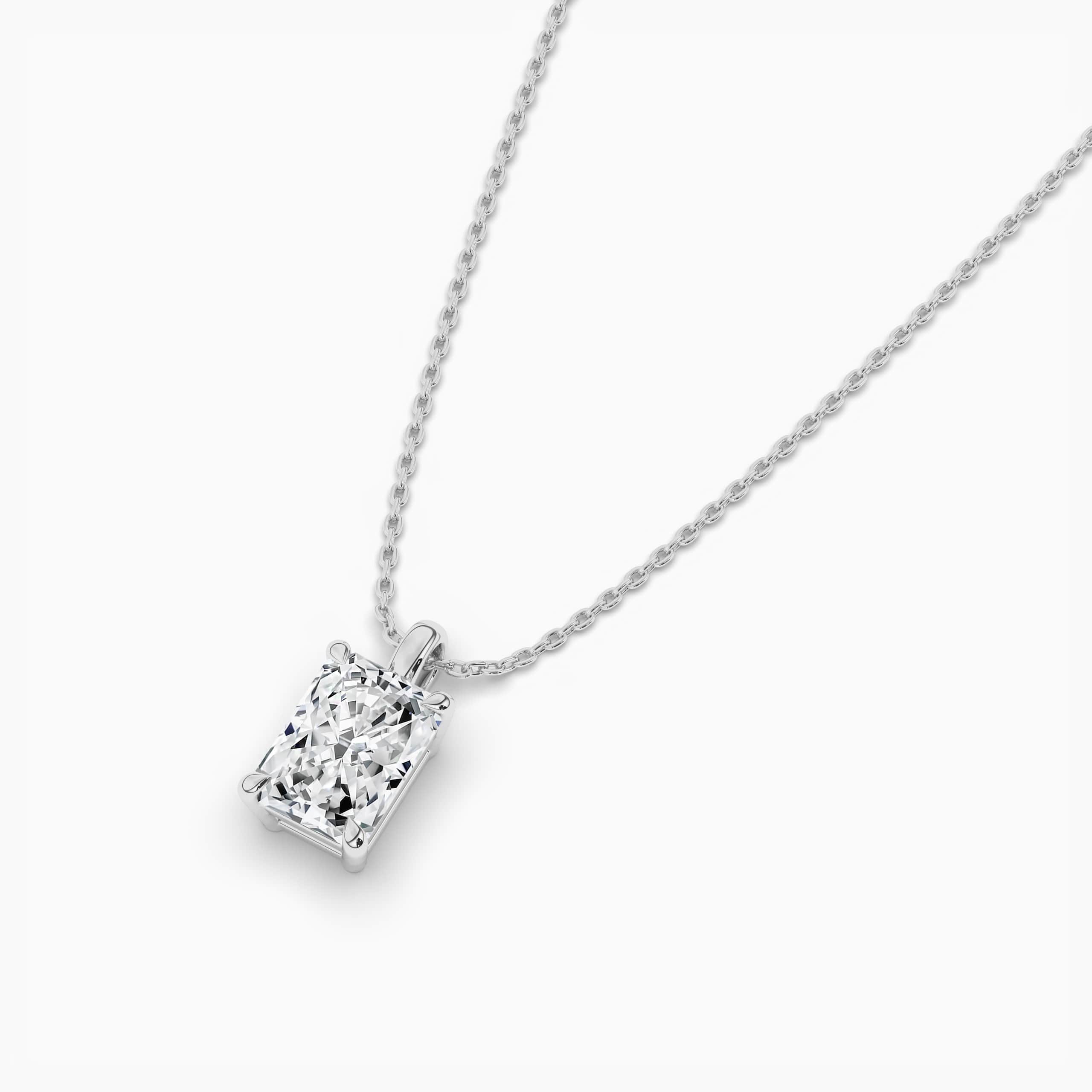 RADIANT CUT LAB CREATED DIAMOND SOLITAIRE PENDANT NECKLACE WHITE GOLD