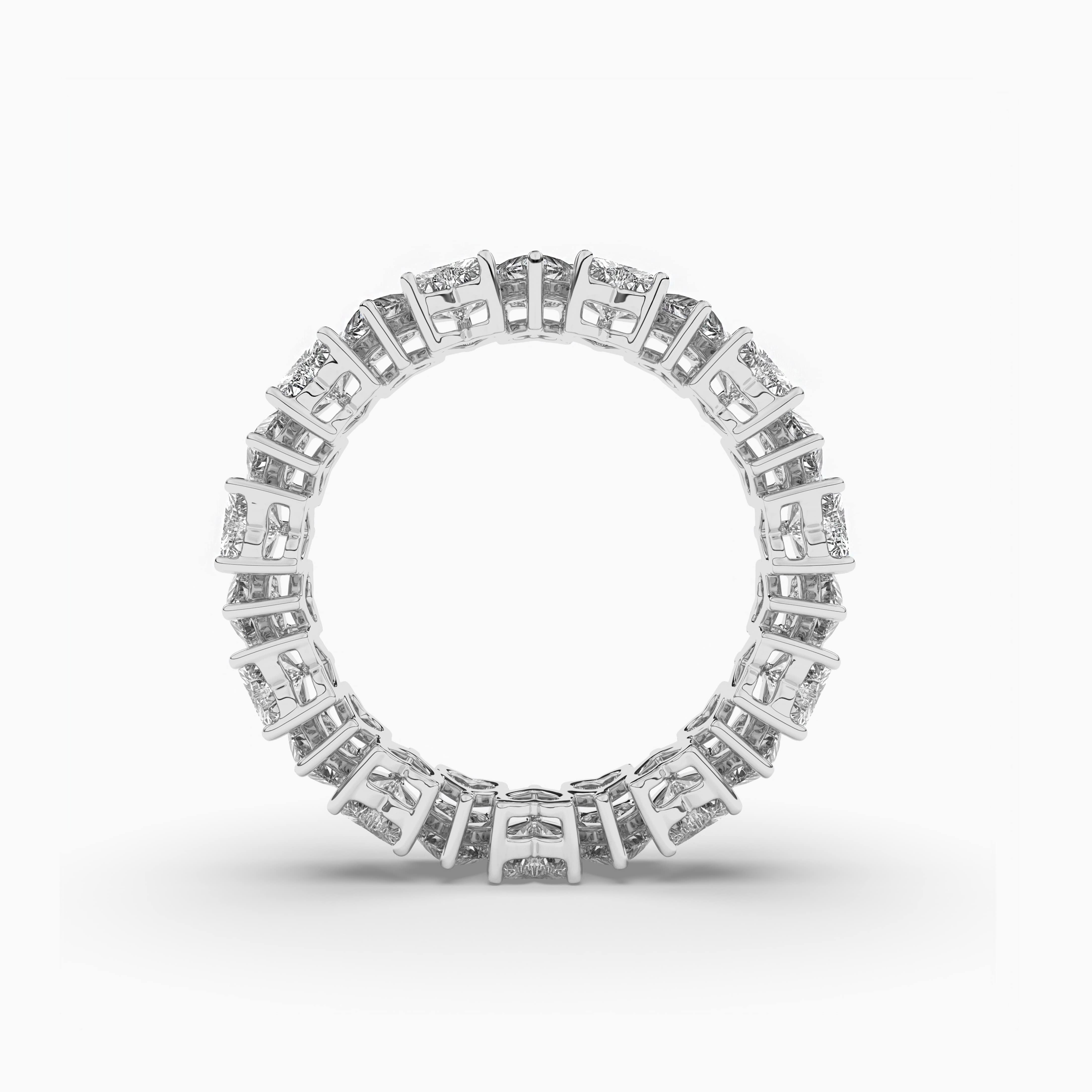 Eternity Ring with Prong Set Heart Shaped Diamonds in White Gold