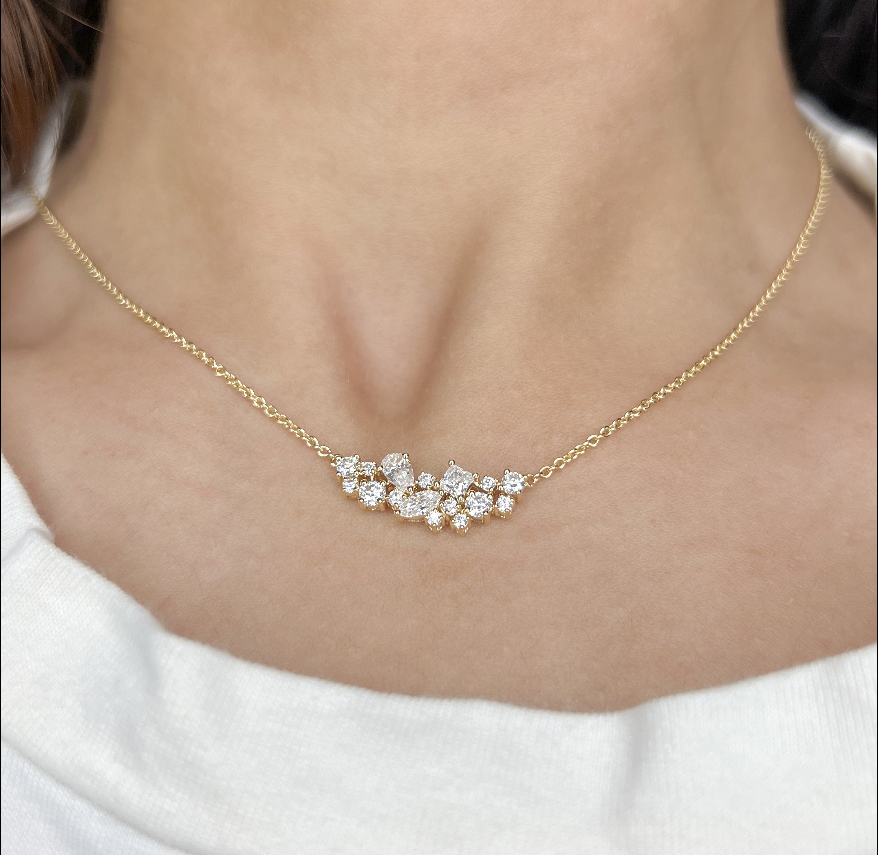 Multi Shape Diamond Cluster Necklace