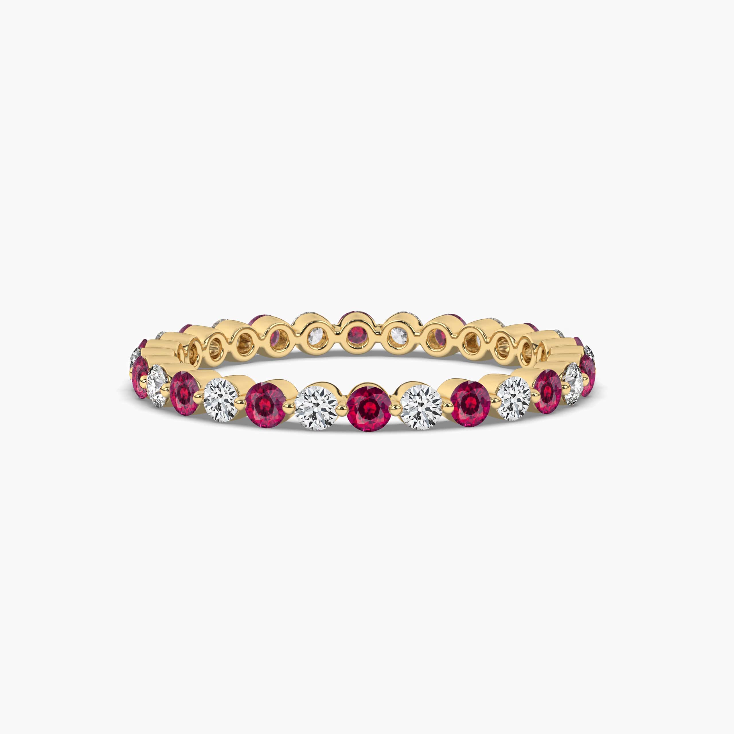 Round Ruby and White Diamond Stackable Ring