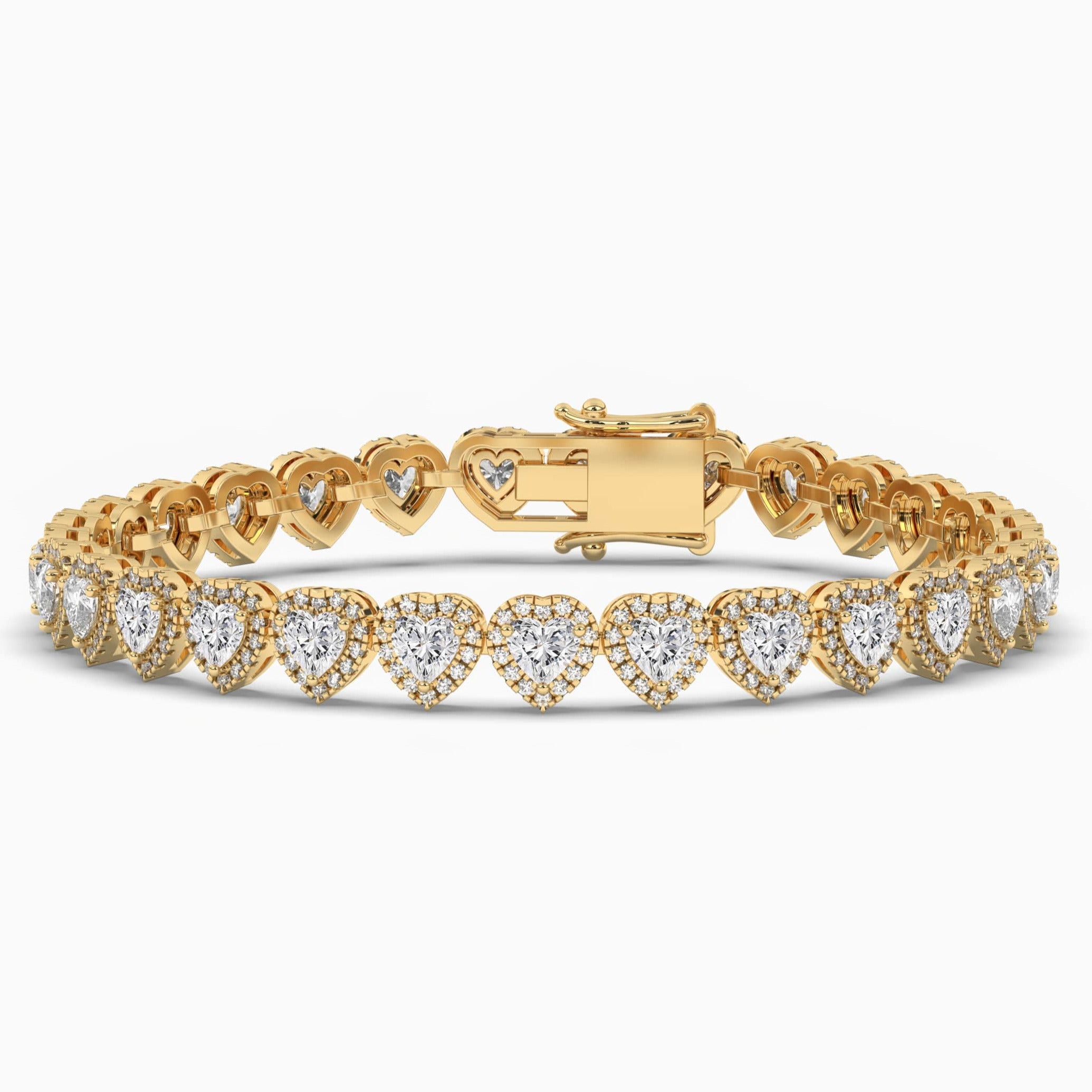 Yellow Gold Heart Shaped Halo Yellow Diamond Bracelet