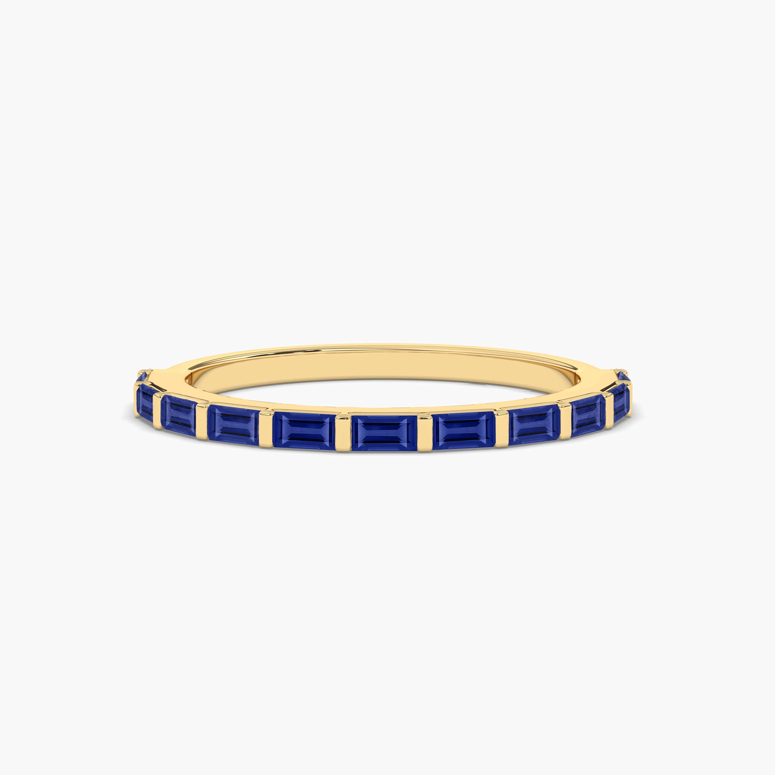 Yellow Gold Blue Sapphire Baguette Ring