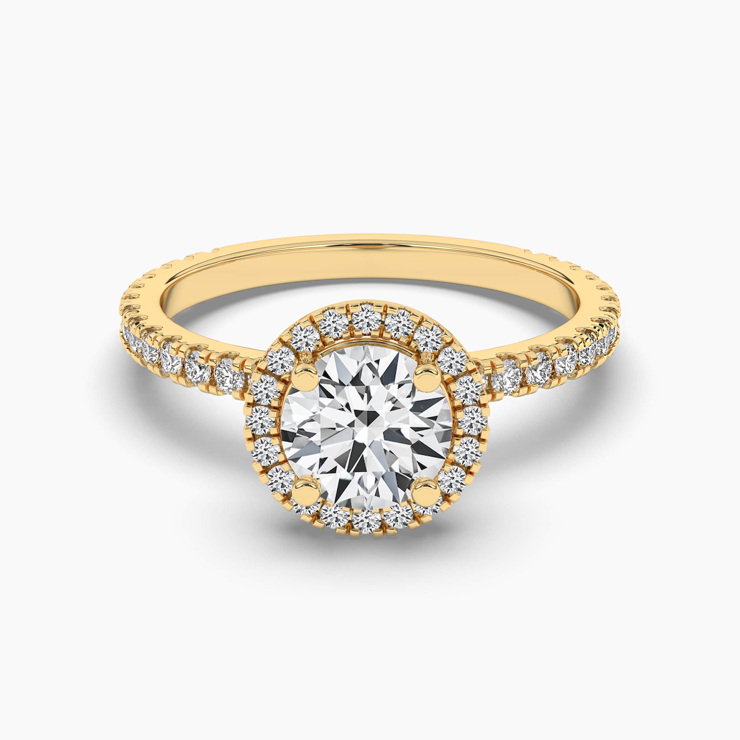 Yellow Gold Round Halo Engagement Ring