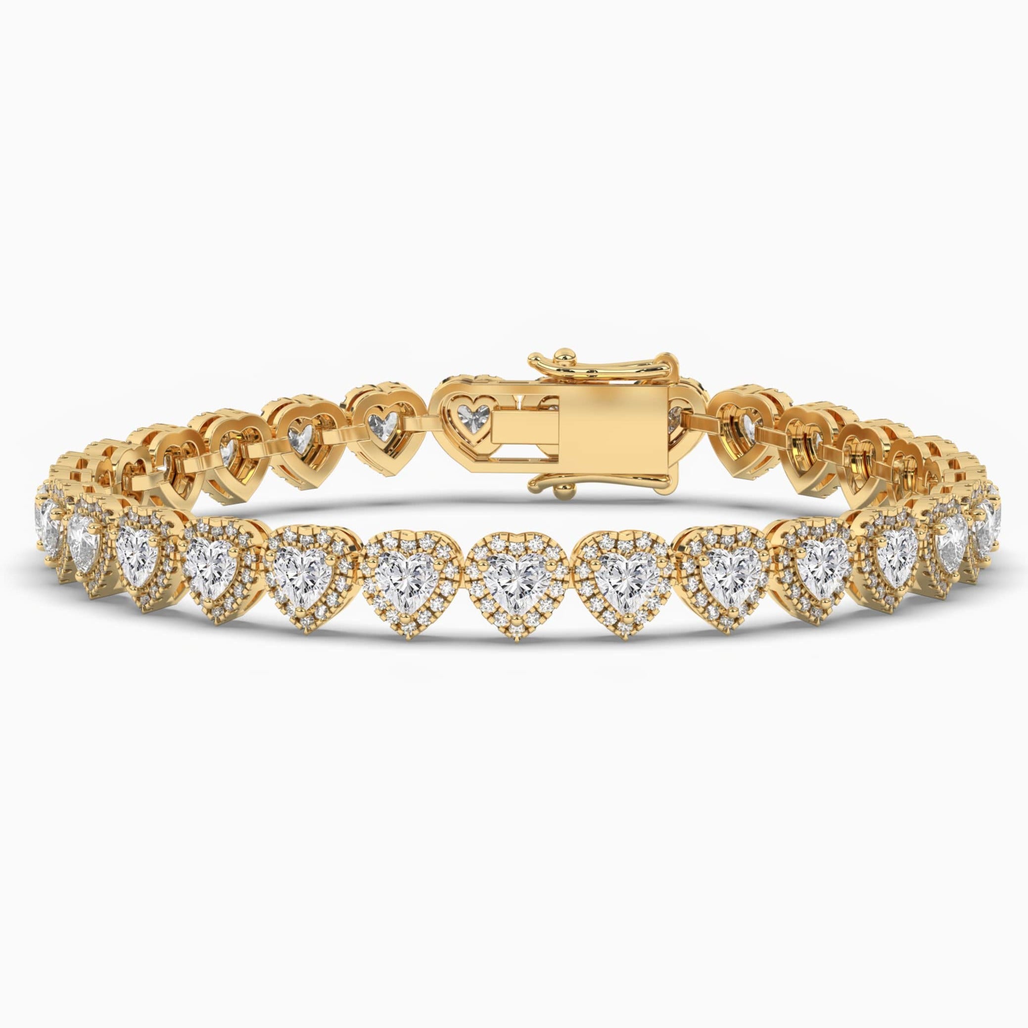 Yellow Gold Heart Shaped Halo Yellow Diamond Bracelet