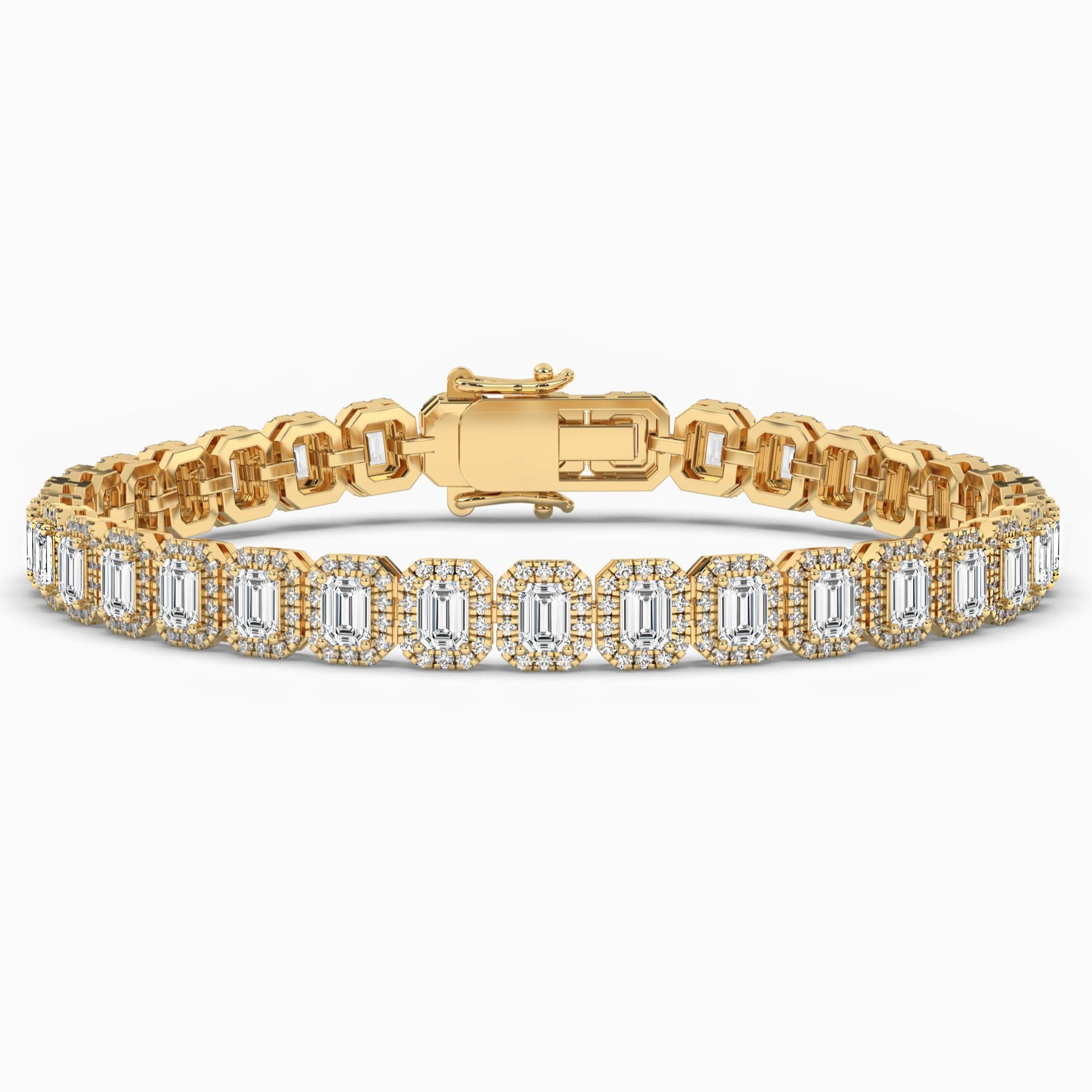  YELLOW GOLD EMERALD CUT DIAMOND BRACELET