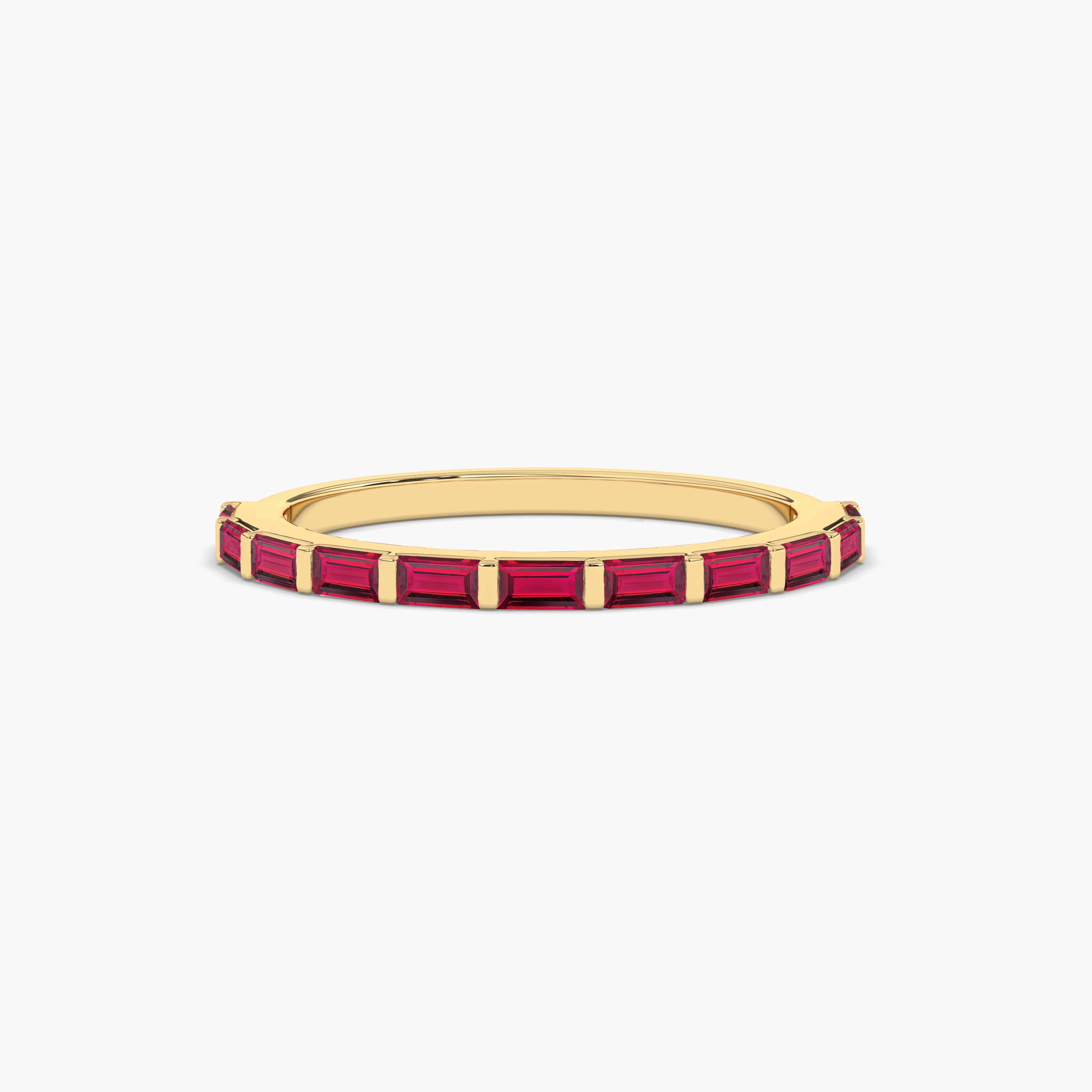 ruby yellow gold baguette wedding band