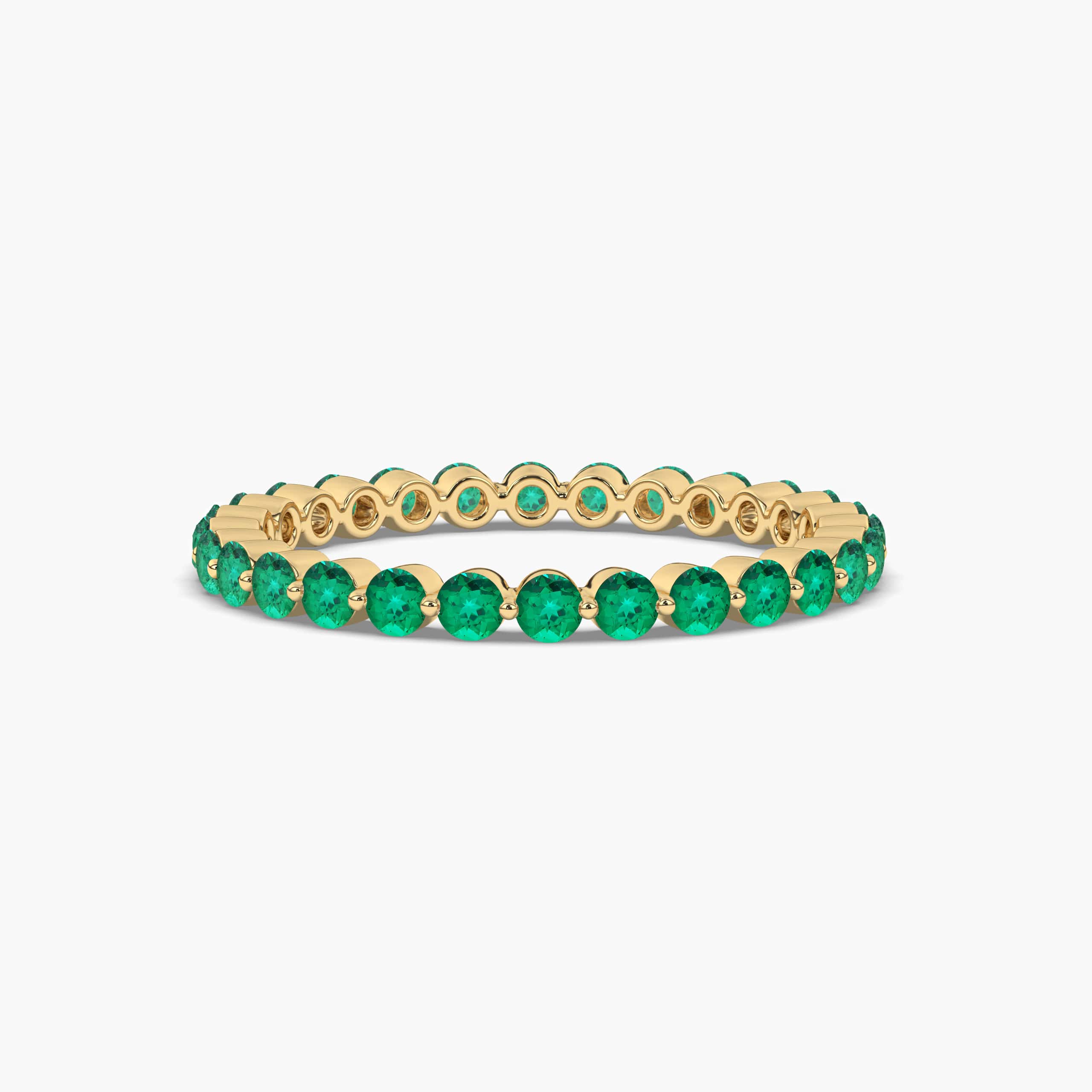 Emerald Wedding Band Full Eternity Band Solid Yellow Gold