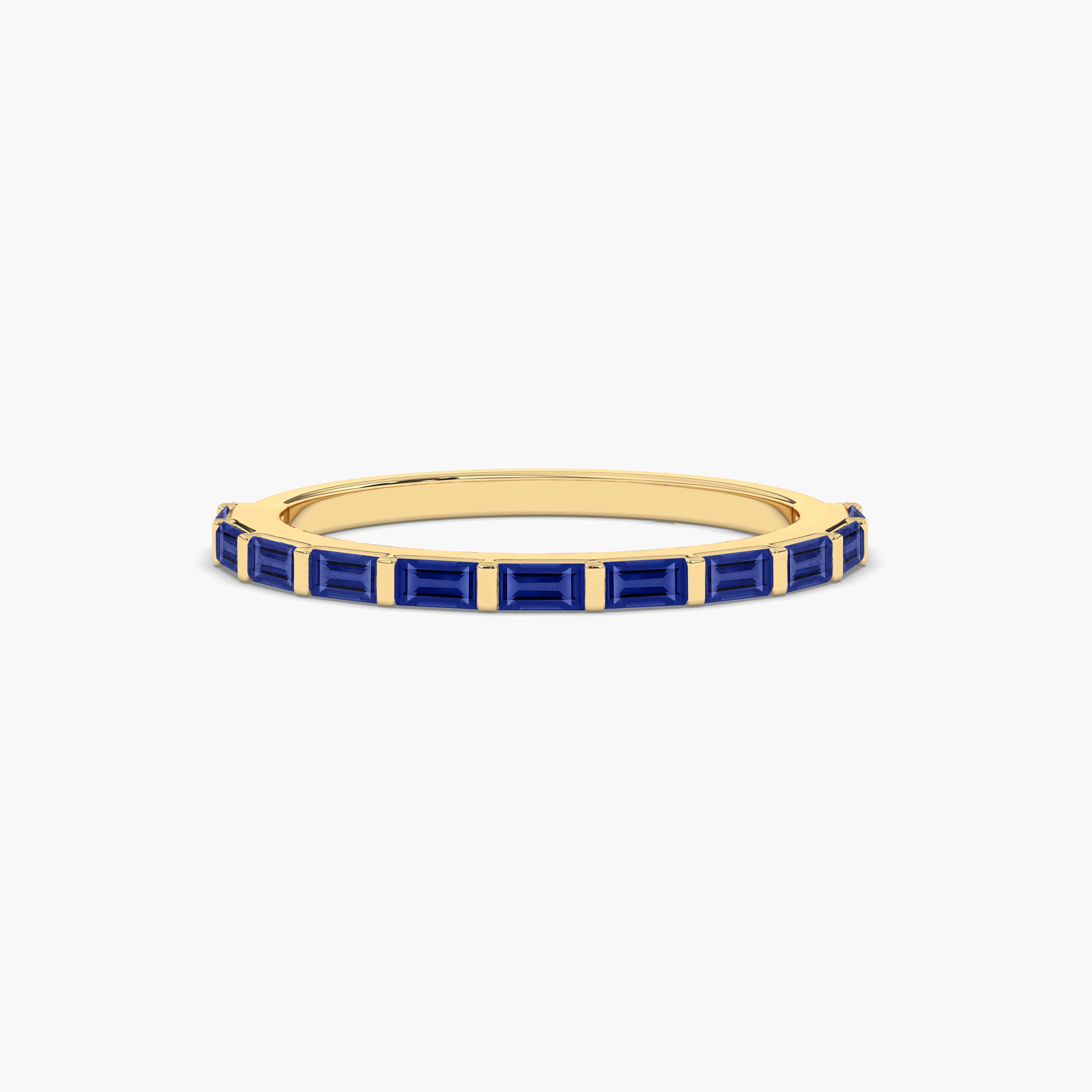 east west blue sapphire half band