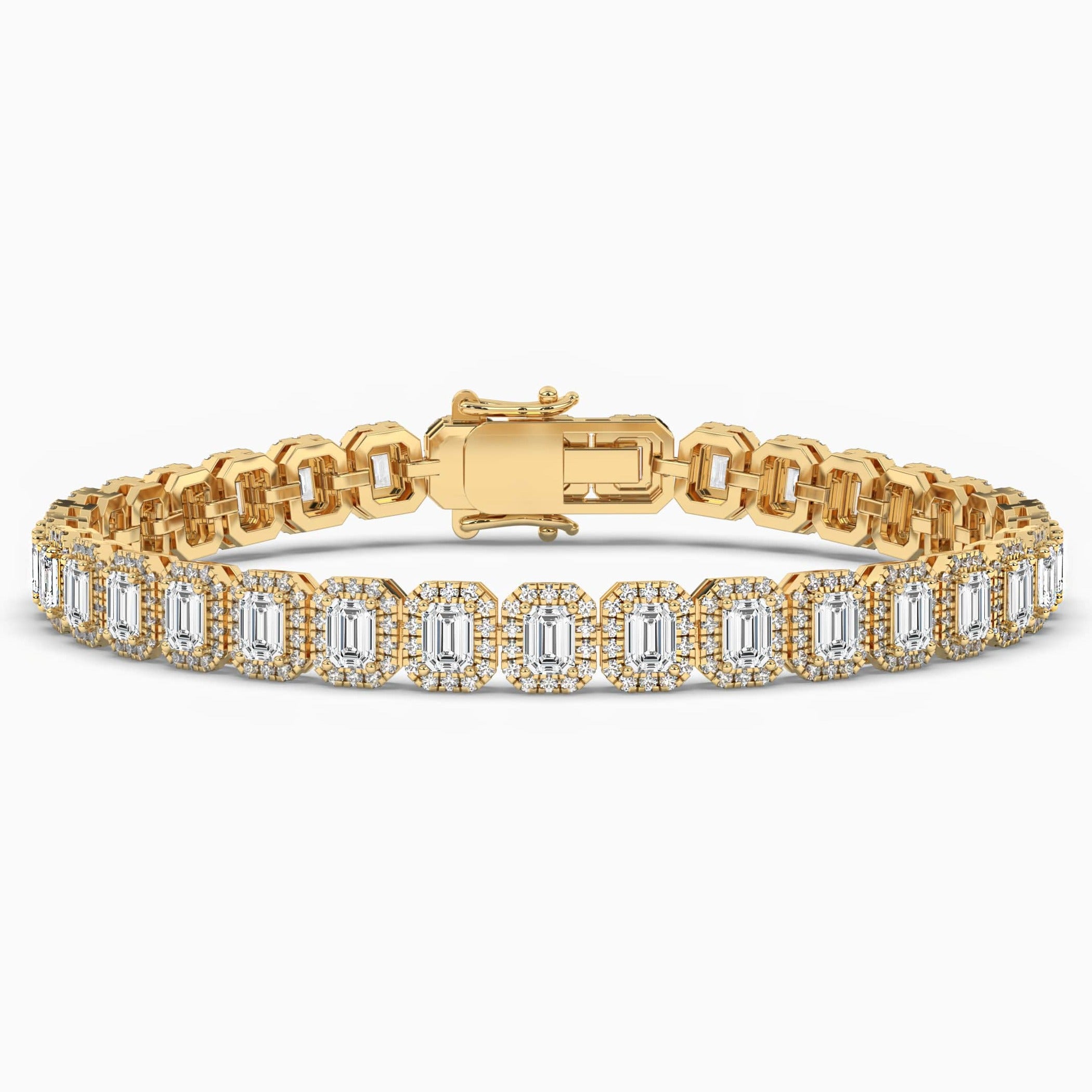  YELLOW GOLD EMERALD CUT DIAMOND BRACELET