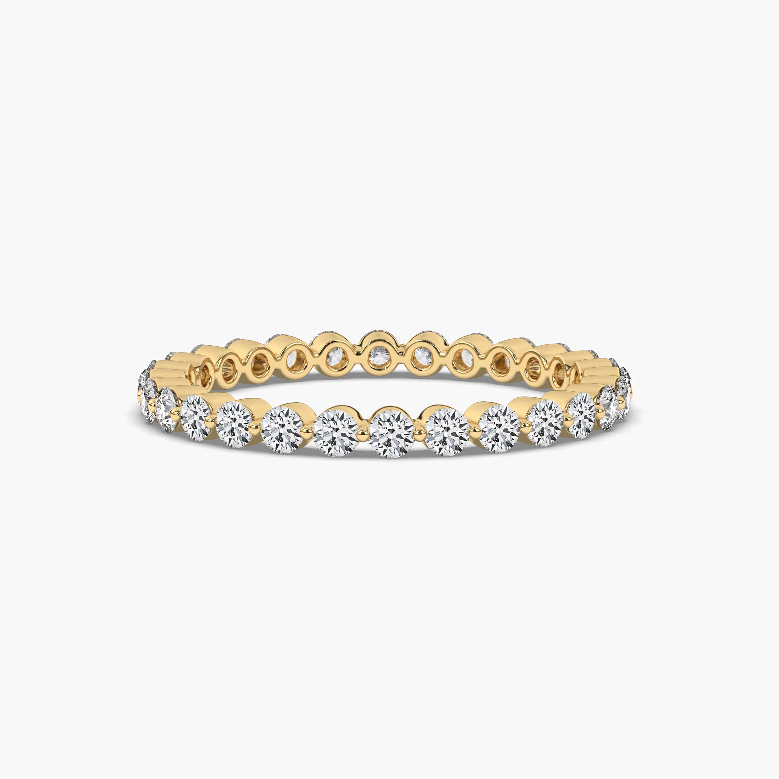 ROUND SHAPE BAR SETTING MOISSANITE ETERNITY BAND IN YELLOW GOLD