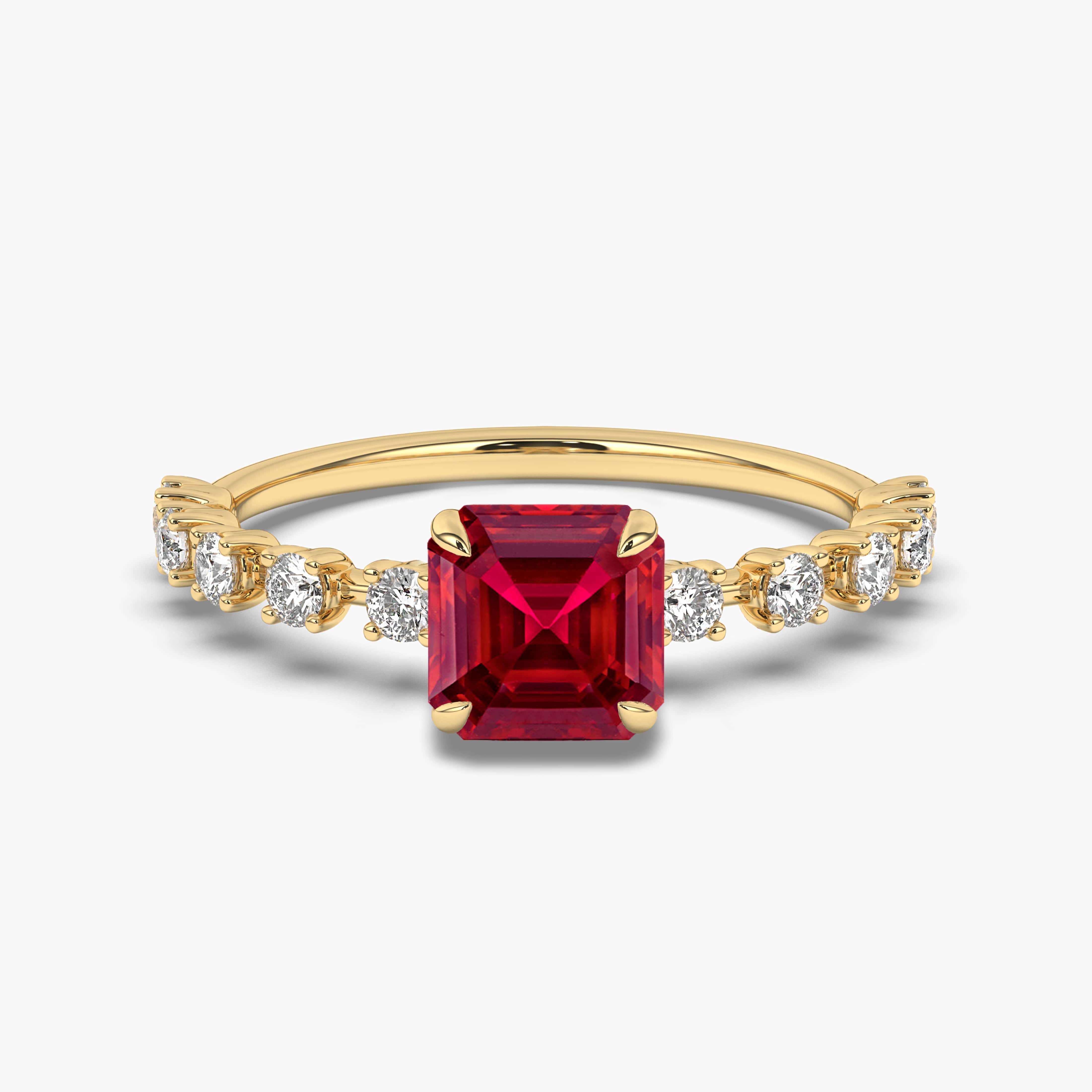 Lab Grown Diamonds Asscher Cut Ruby Ring