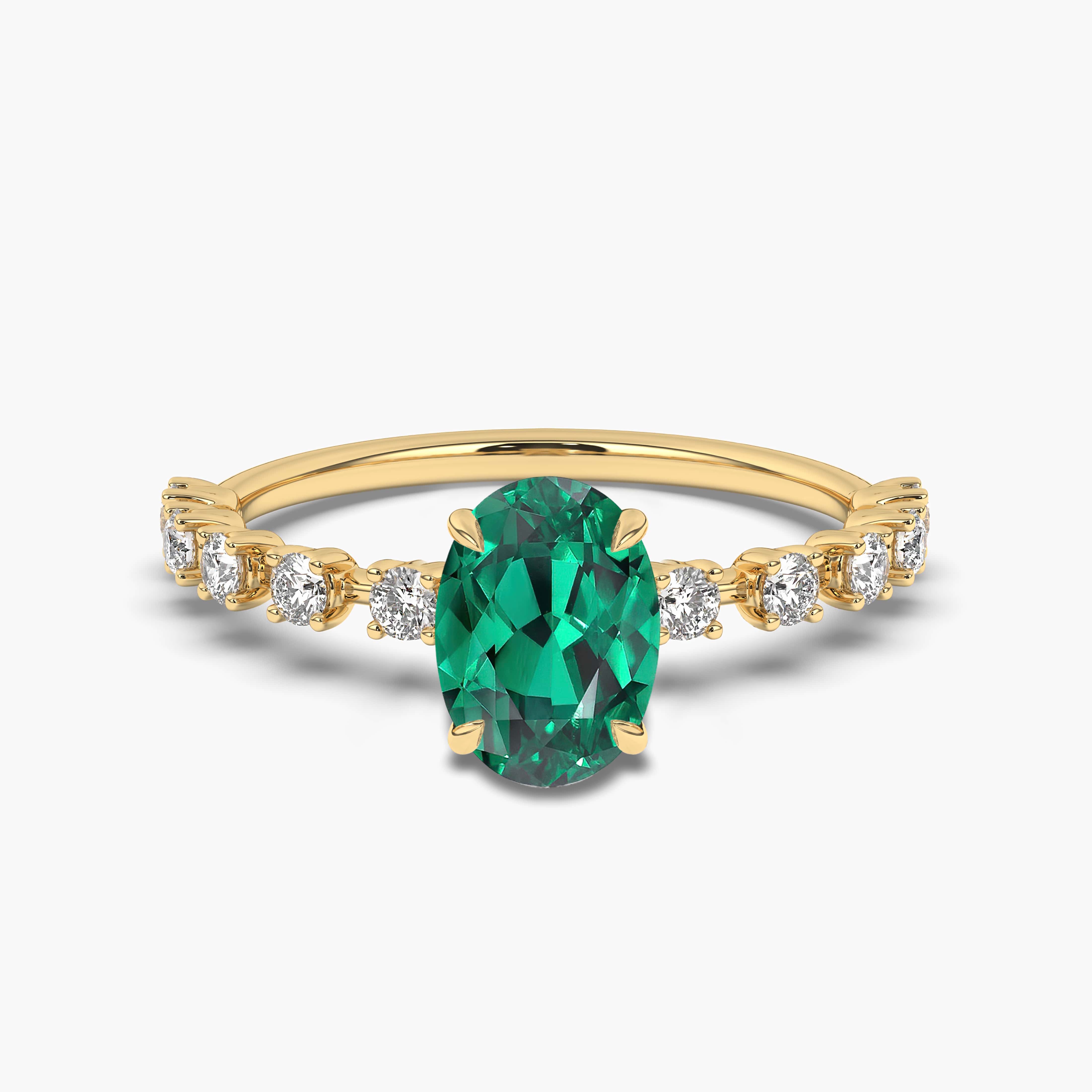 Oval Emerald Solitaire Gold Ring