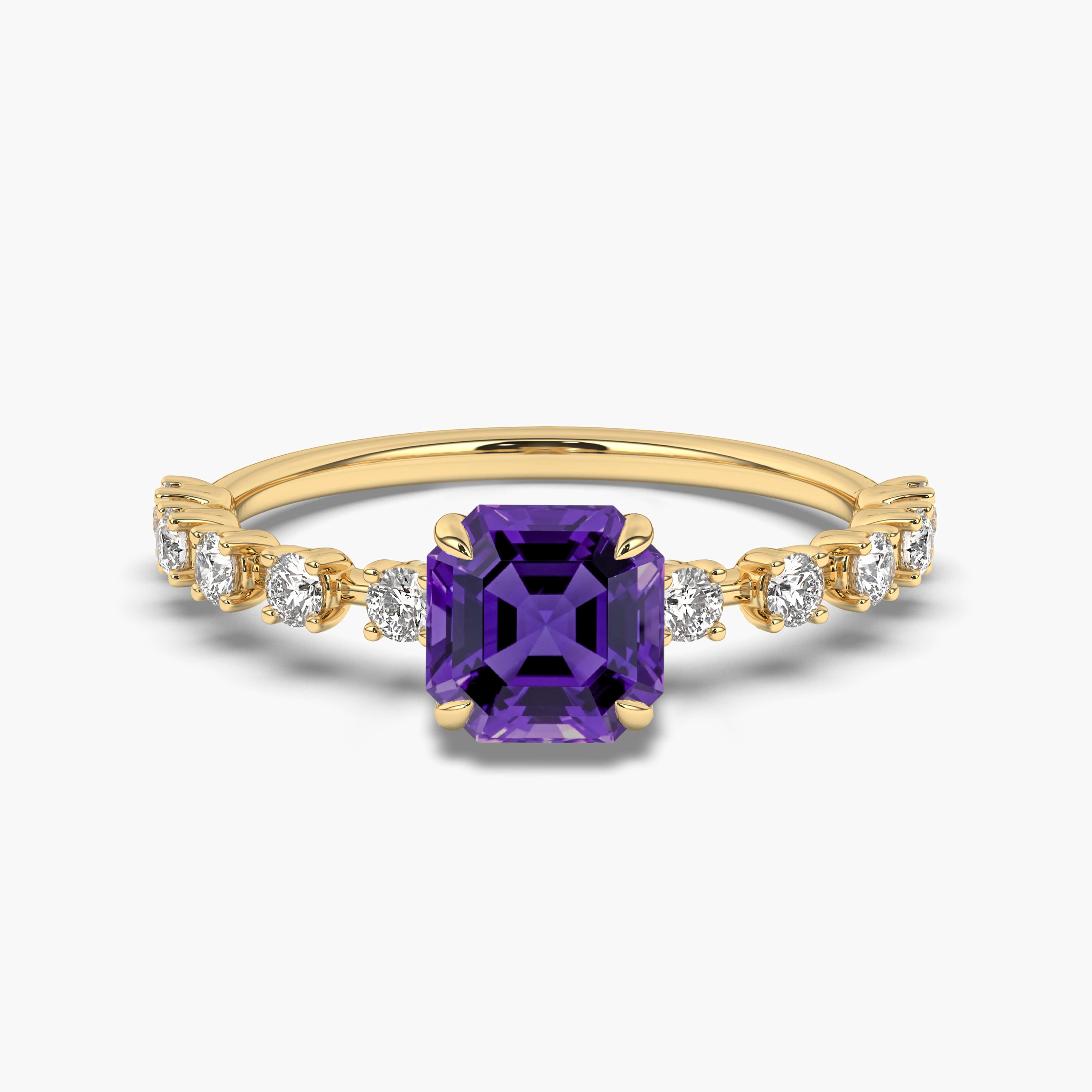 Asscher Cut Engagement Ring with Diamonds