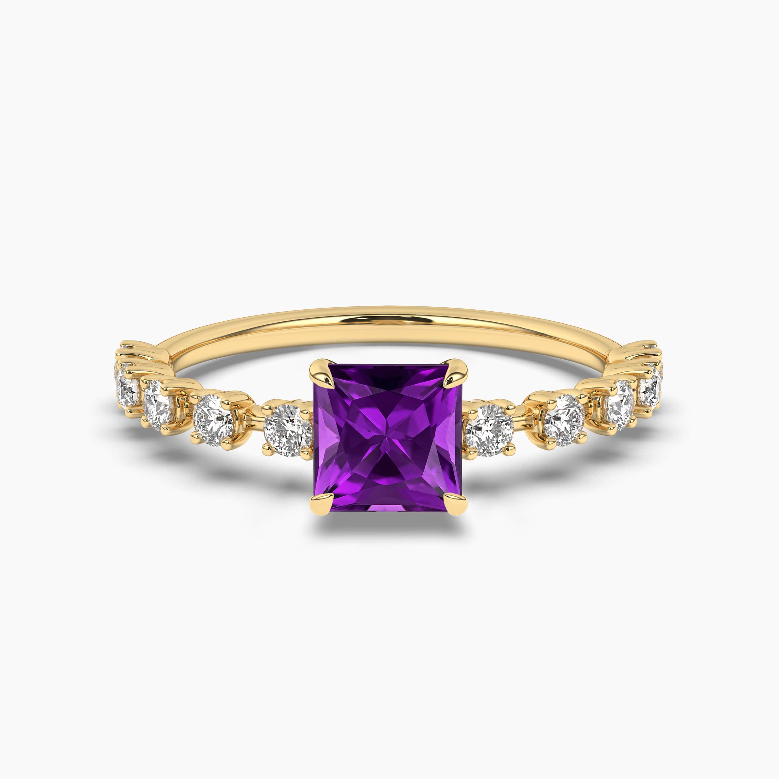 Lab Ruby Sparkling Princess ring in Yellow Gold