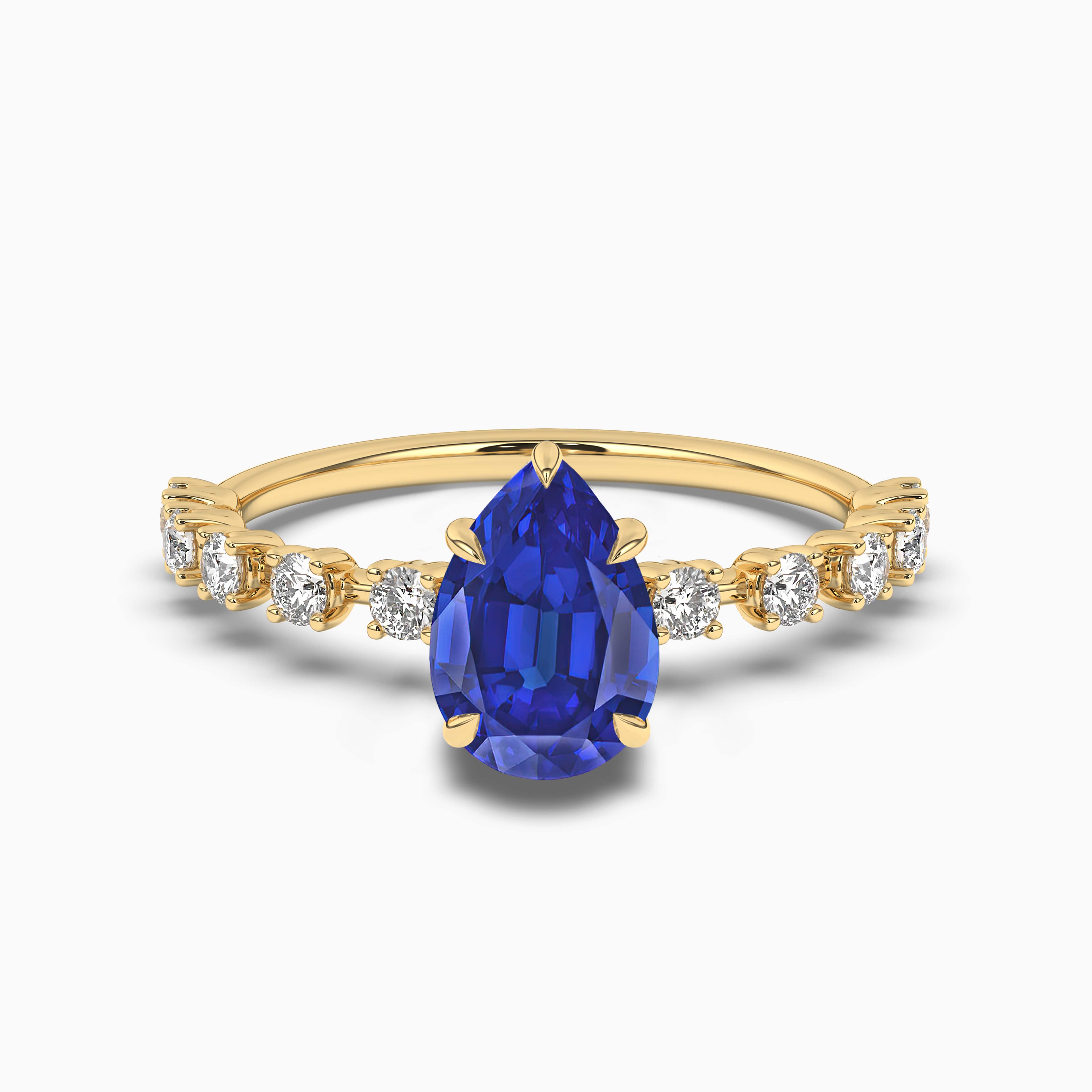 Pear Aqua Blue Sapphire Diamond Ring