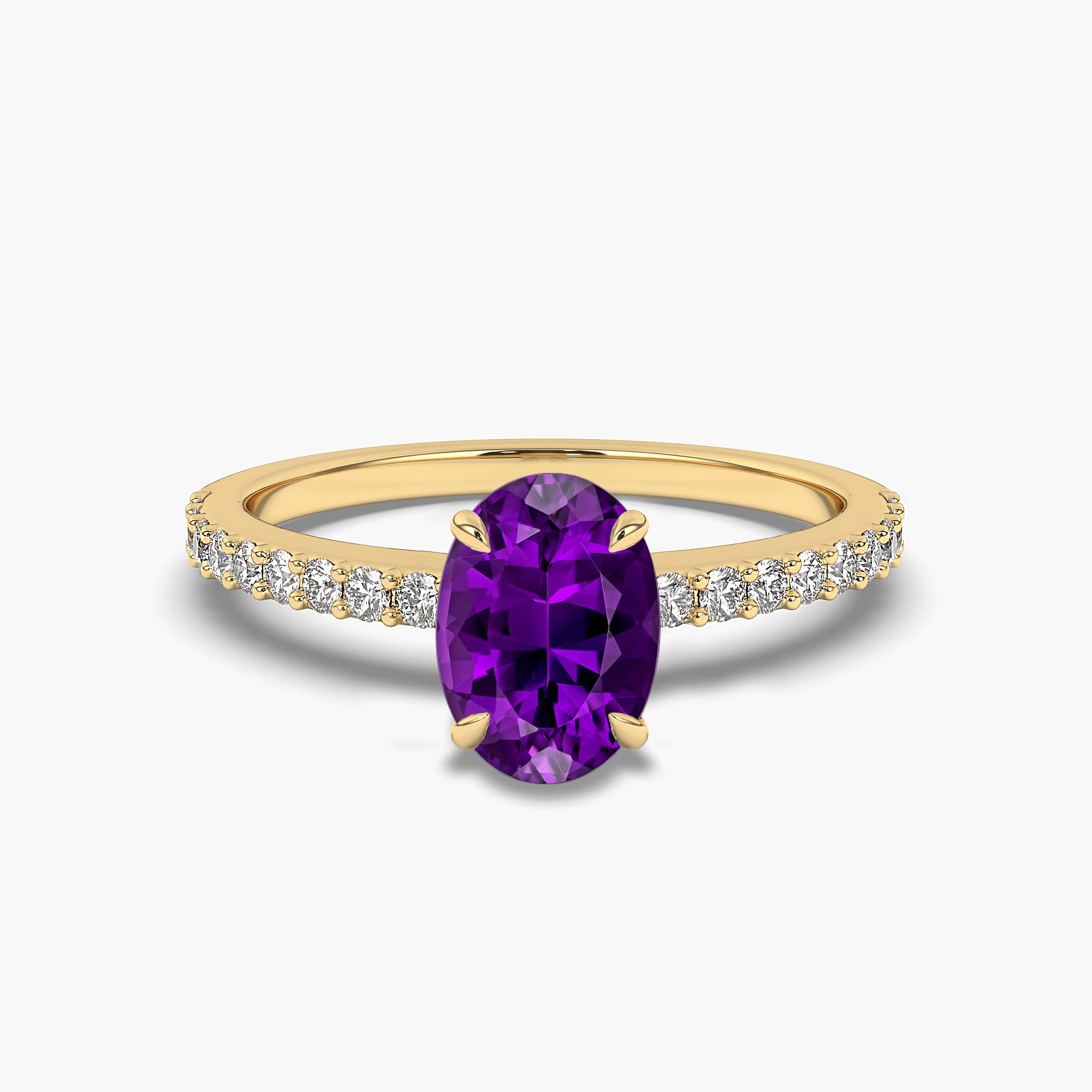 Oval Amethyst Solitaire Engagement Ring Yellow Gold