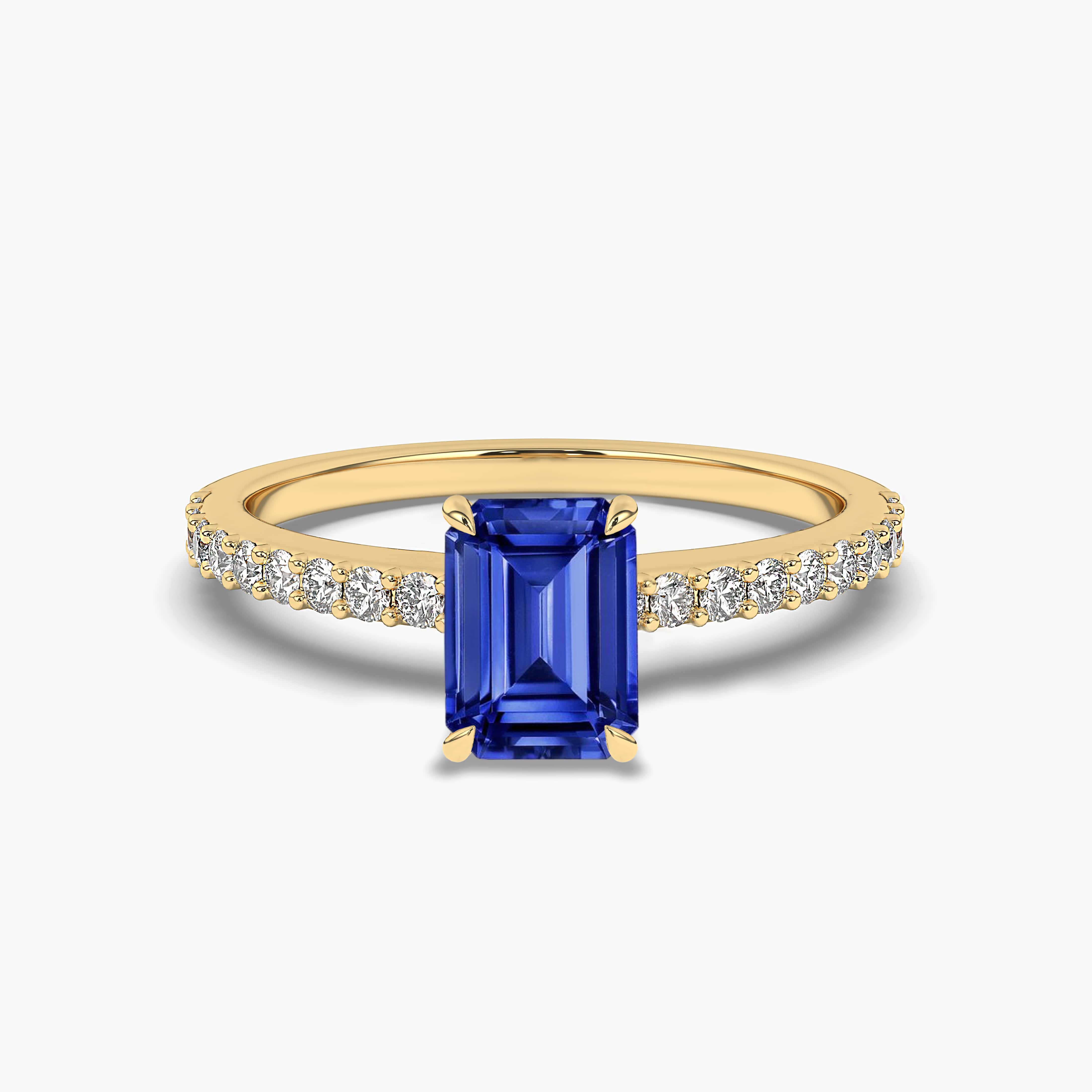 EMERALD CUT SAPPHIRE ENGAGEMENT RING IN YELLOW GOLD