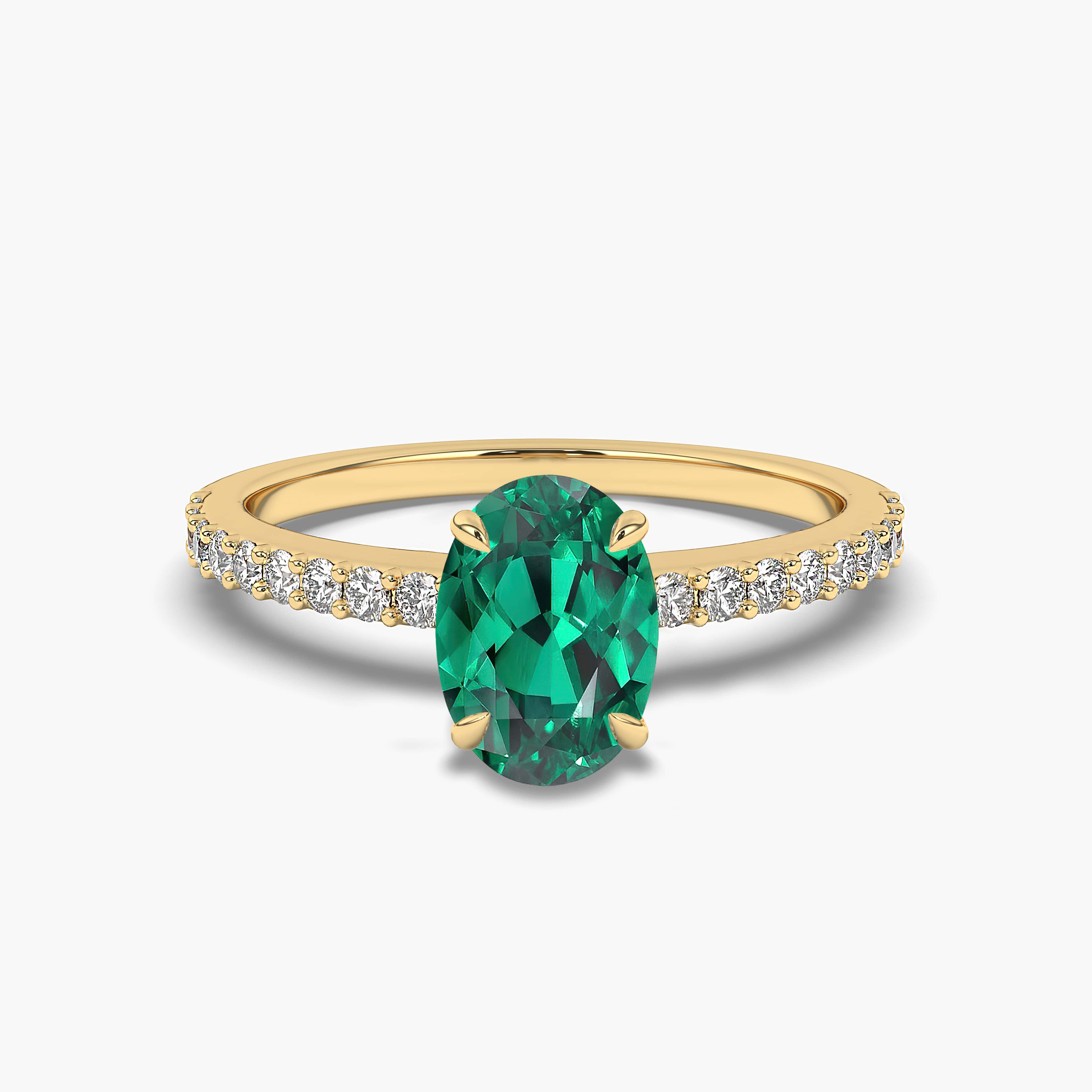 Oval Emerald Engagement Ring In Yellow Gold Promise Gift