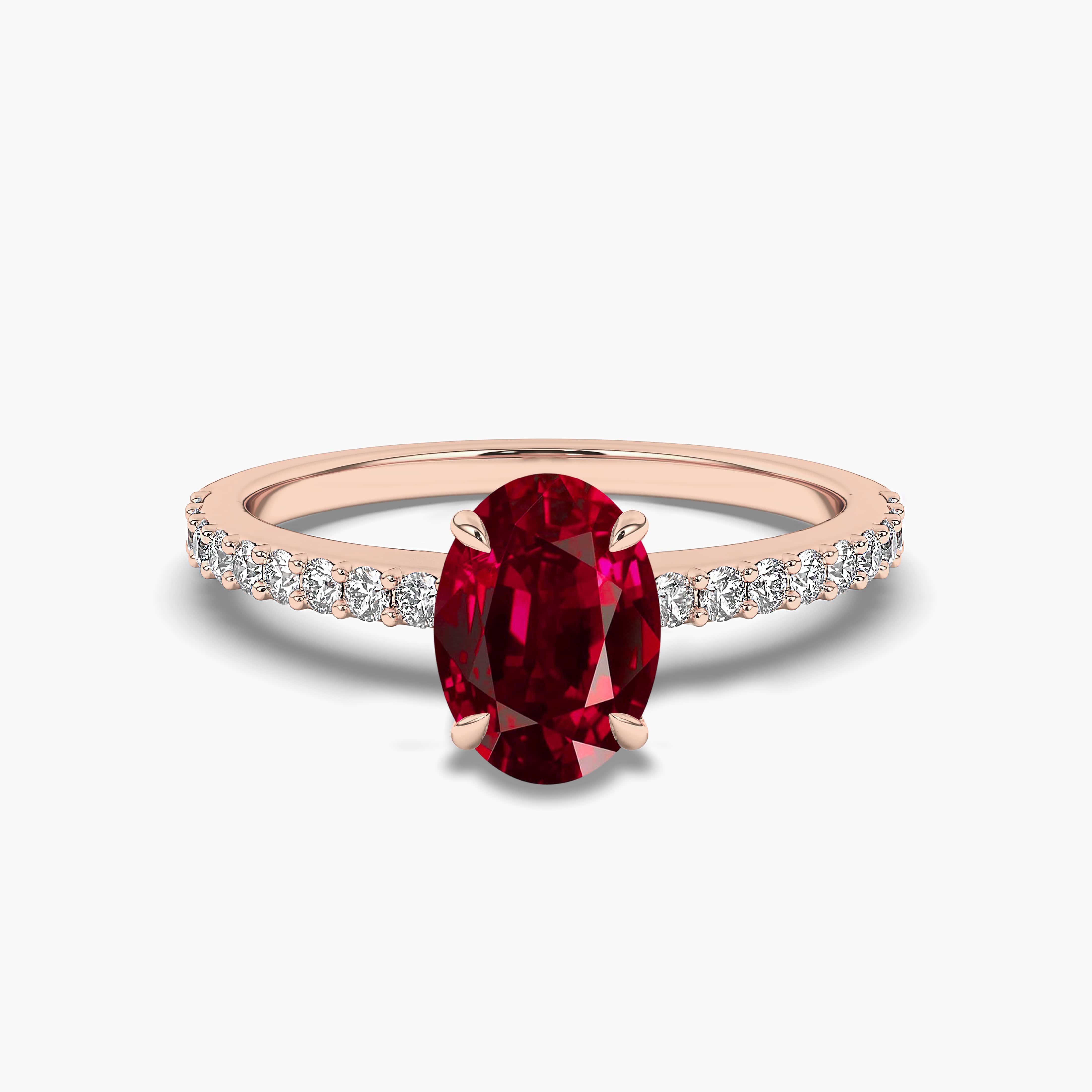  Rose Gold Oval Ruby Simple Solitaire Engagement Ring