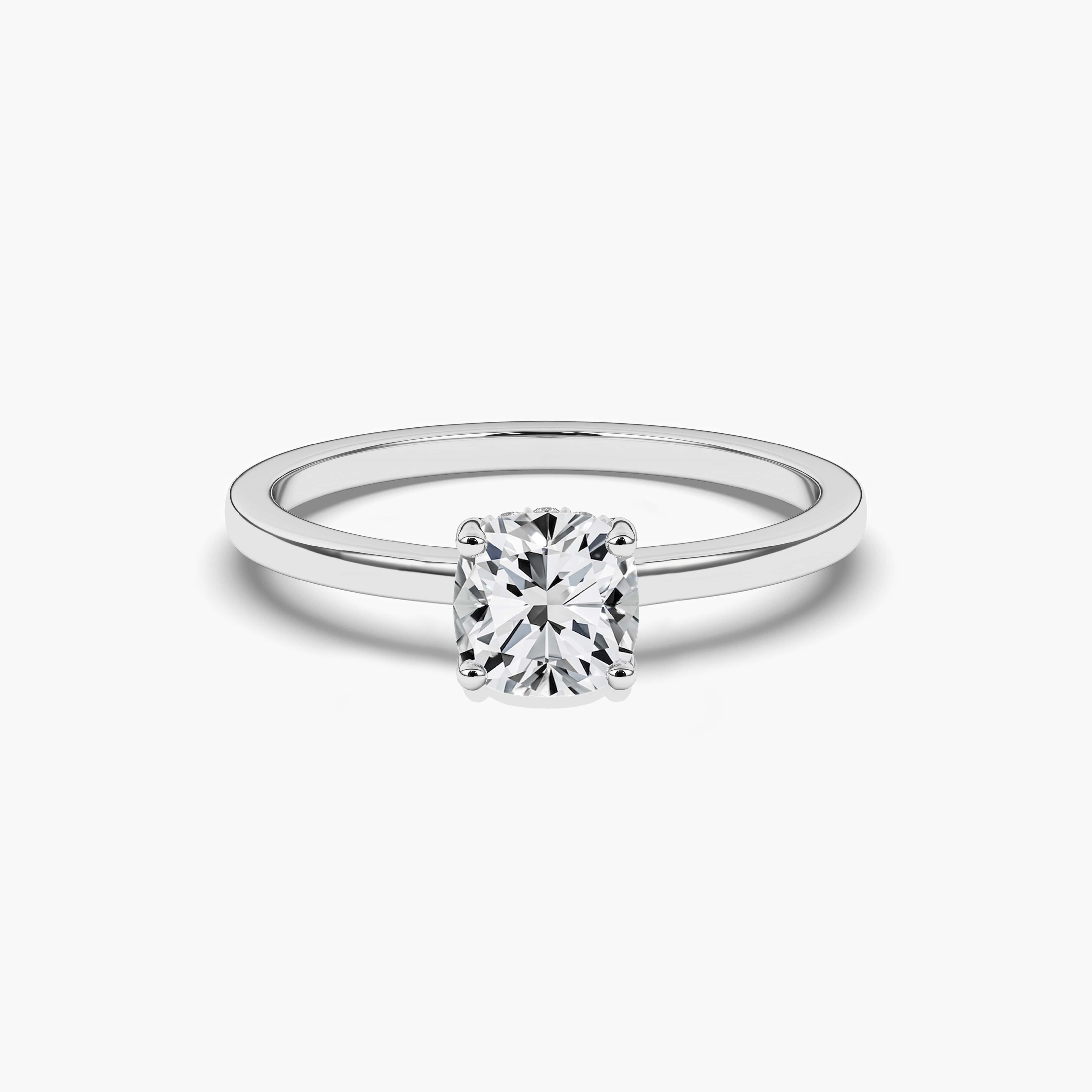 white gold cushion cut hidden halo engagement ring 