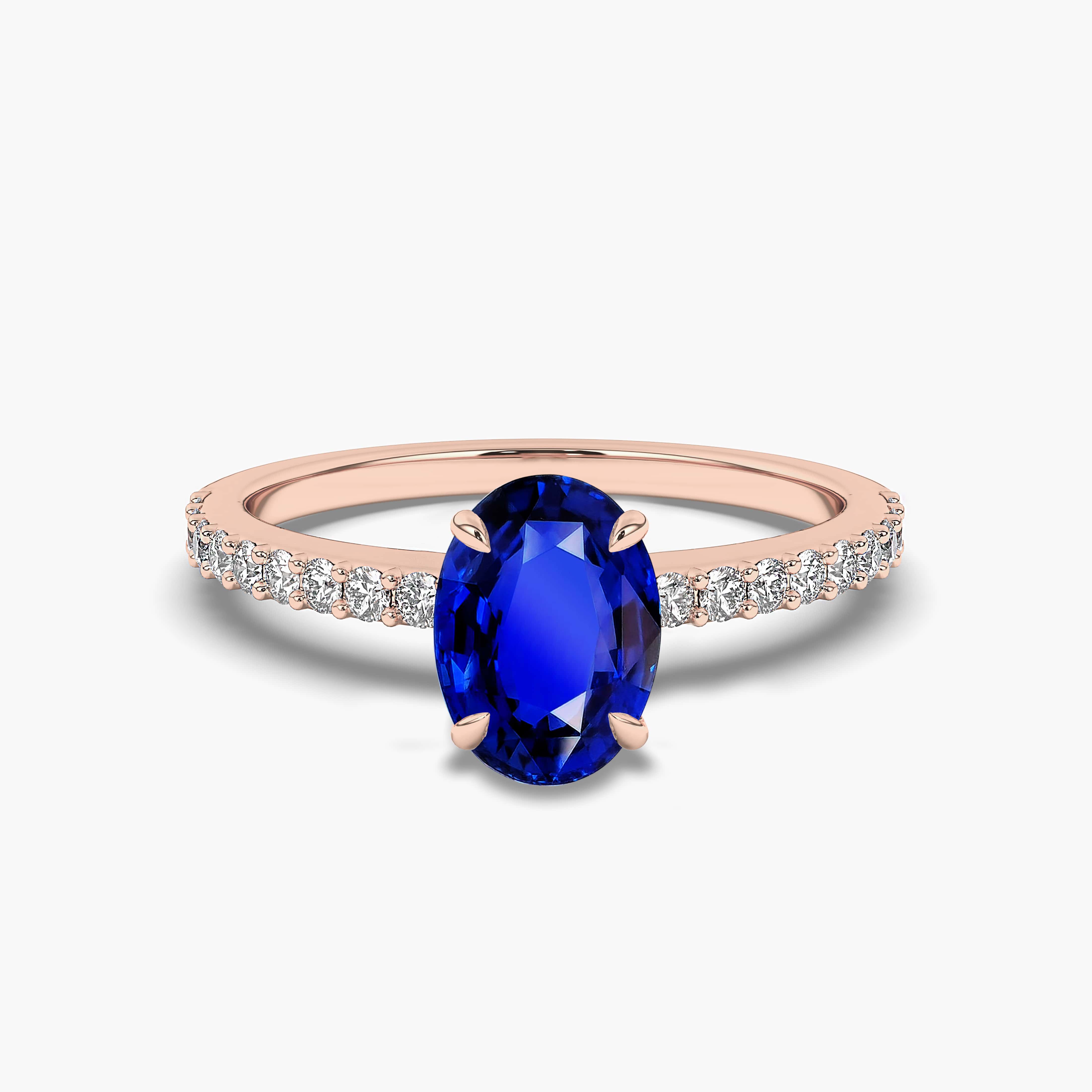 Blue Sapphire Engagement Ring Diamonds Rose Gold