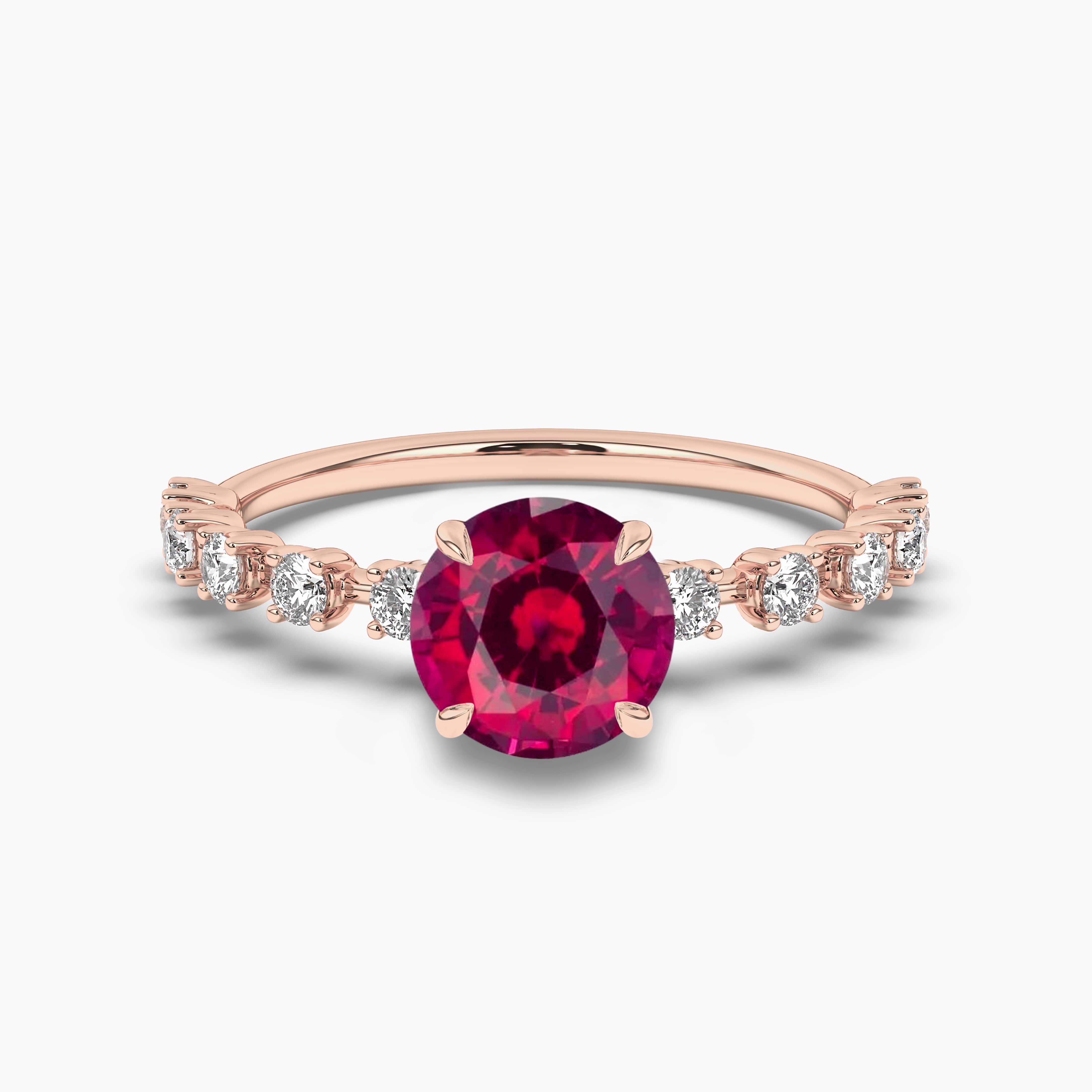 Round Red Ruby Gemstone Wedding Band Ring