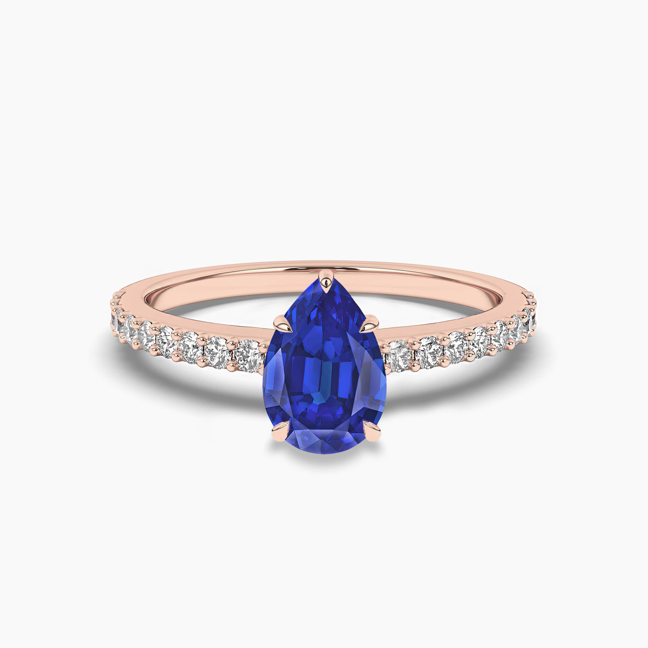 Rose Gold Custom Blue Sapphire And Diamond Engagement Ring