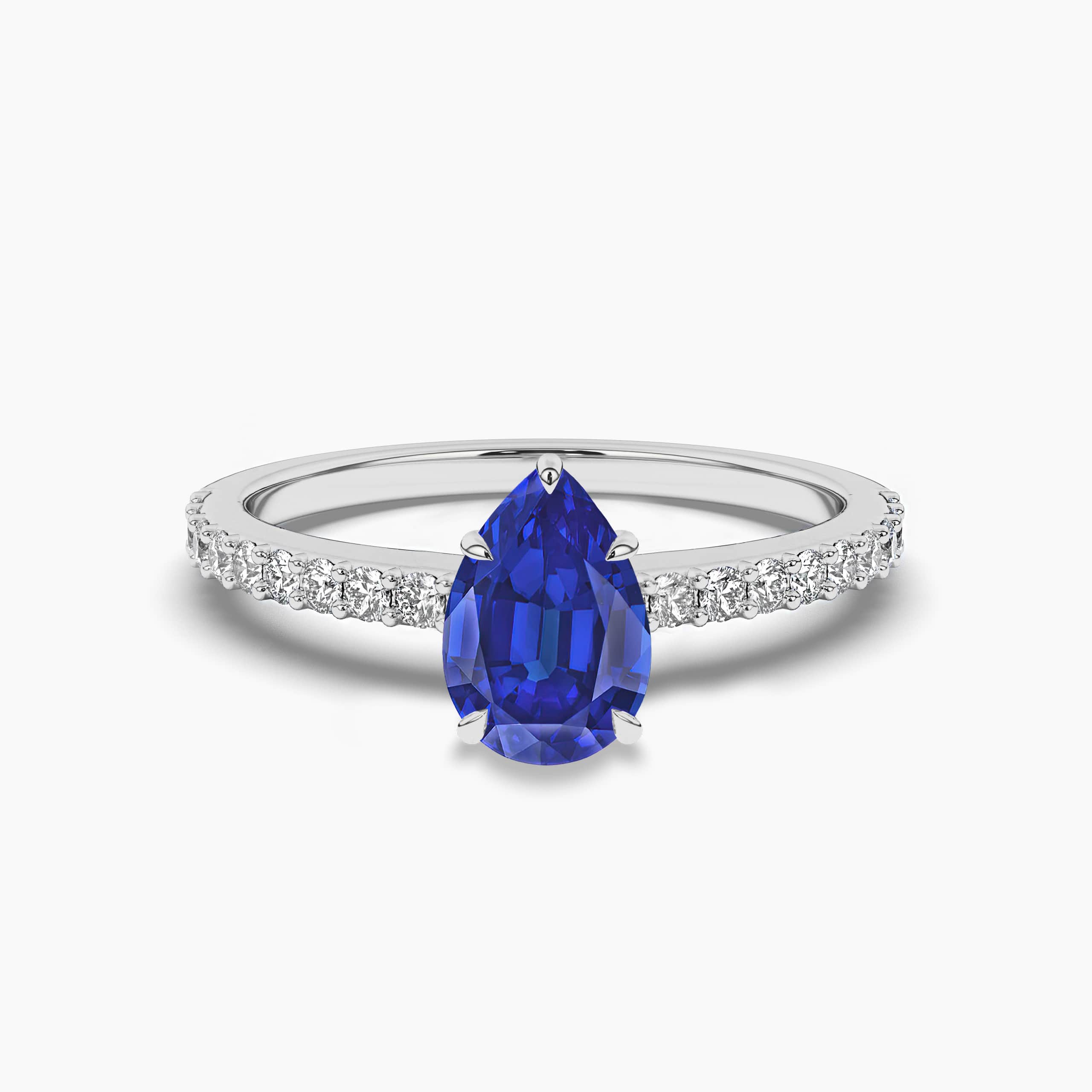 Pear Cut Blue Sapphire with Prong Set Ring