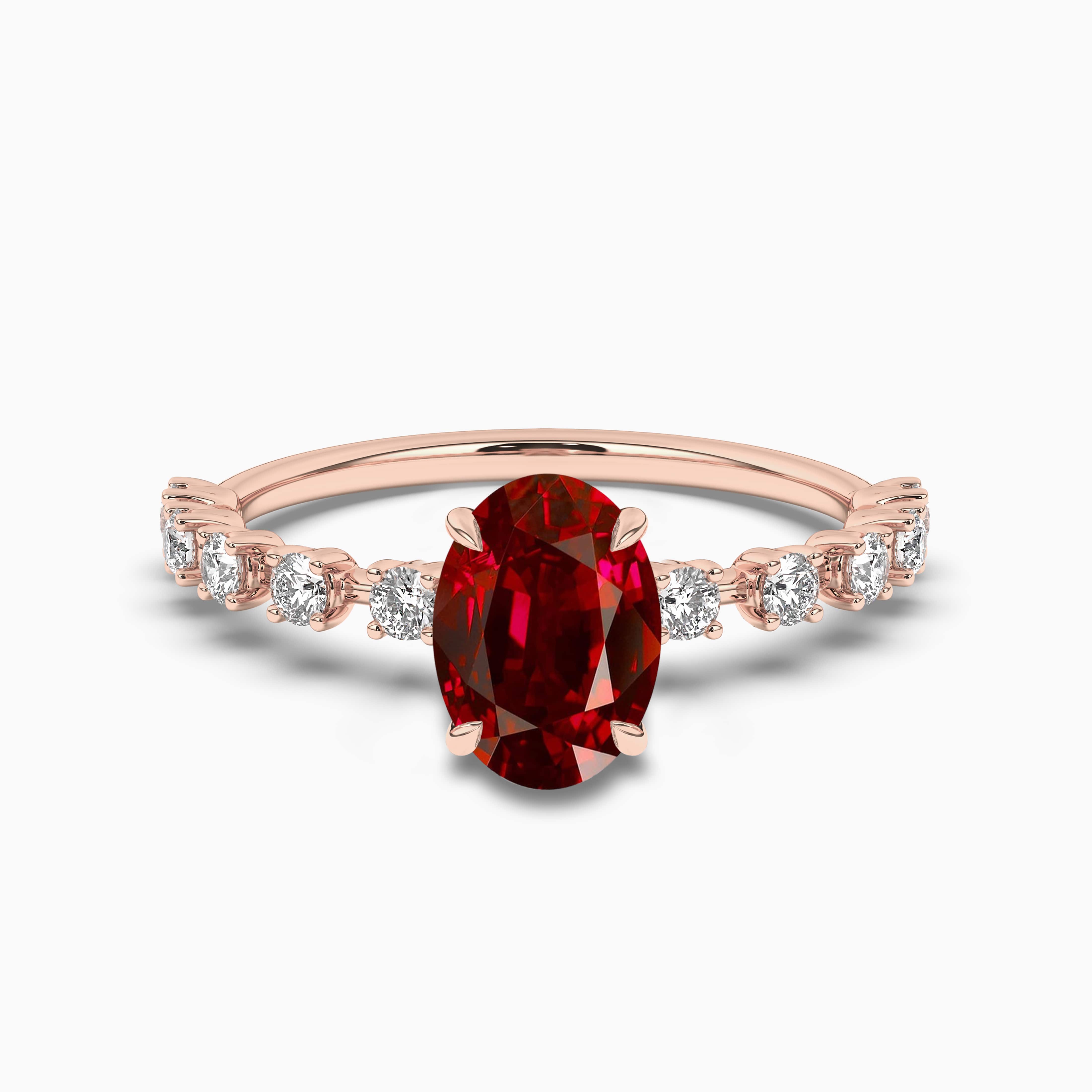Oval Morganite Ring Ruby Accents Rose Gold