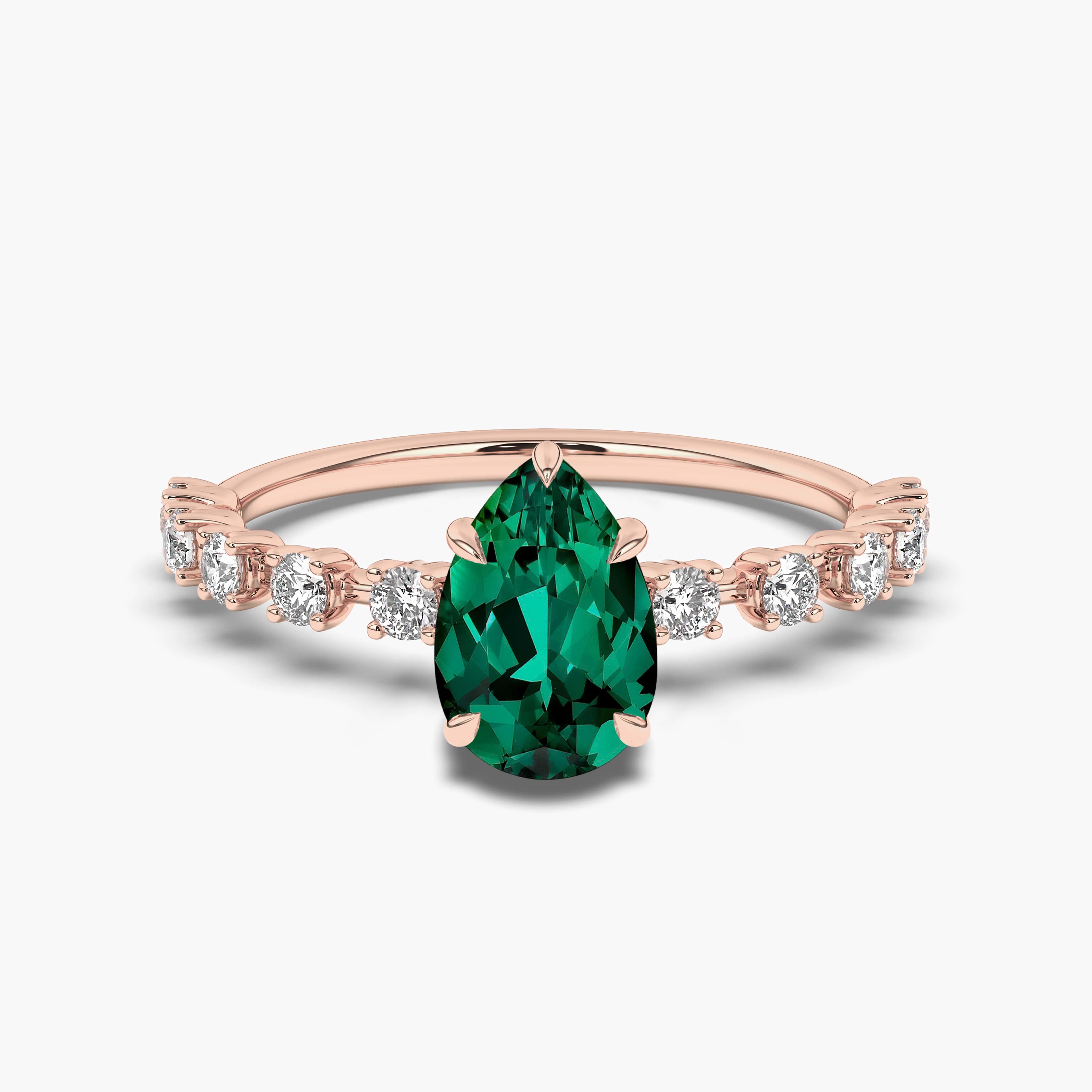 Pear Shaped Emerald Engagement Ring 