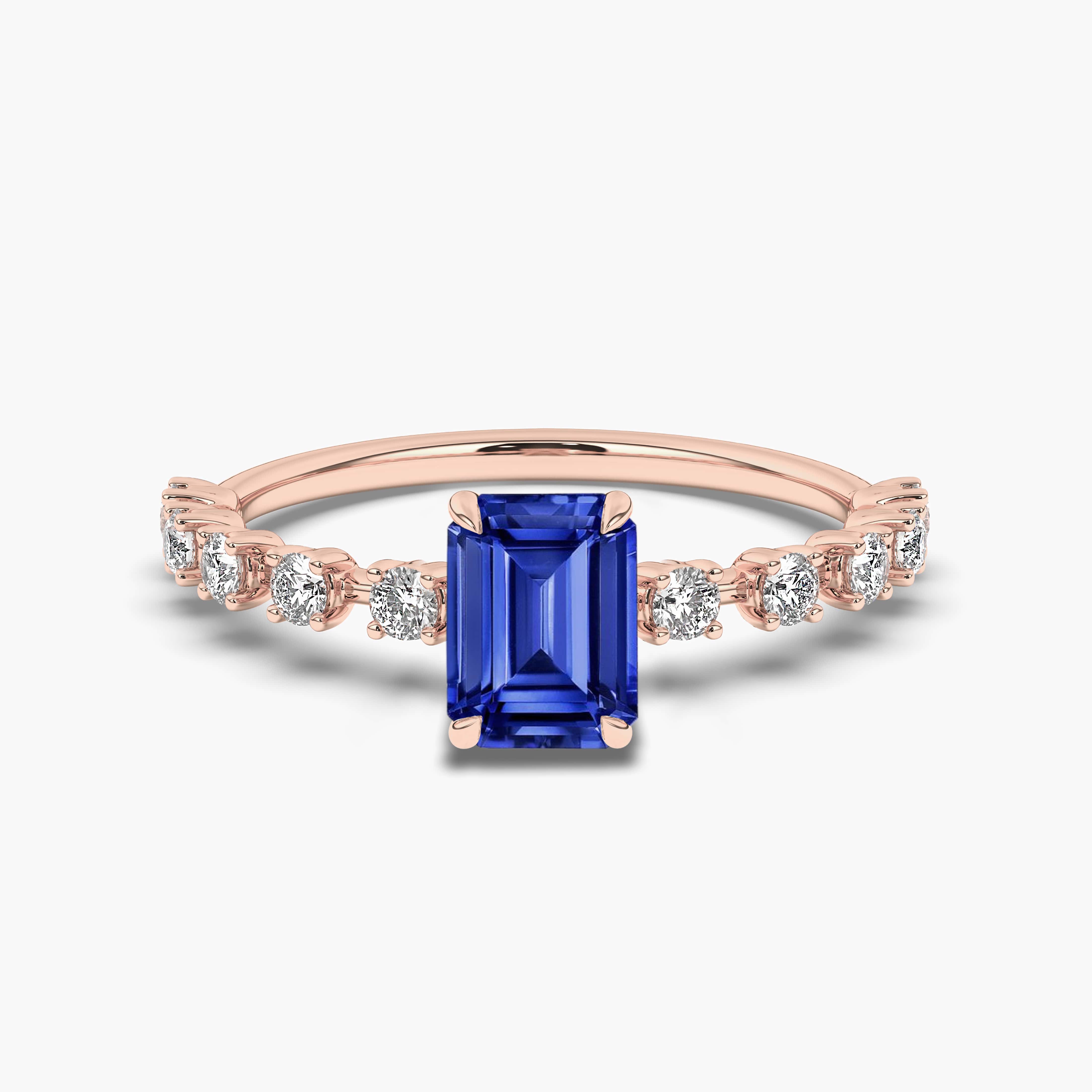 Blue Sapphire Rose Gold  Engagement Ring
