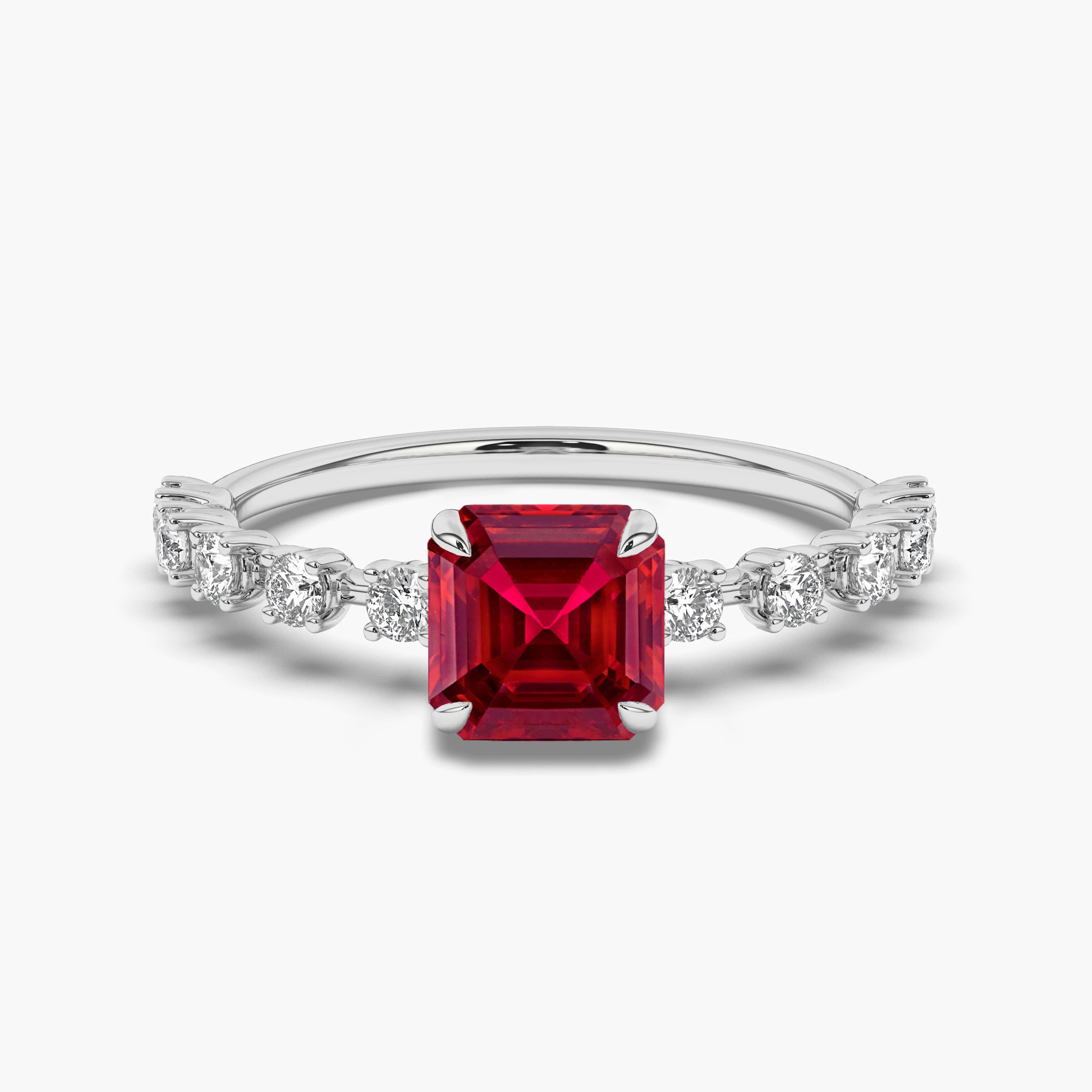 Ruby Vintage Asscher Diamond Ring