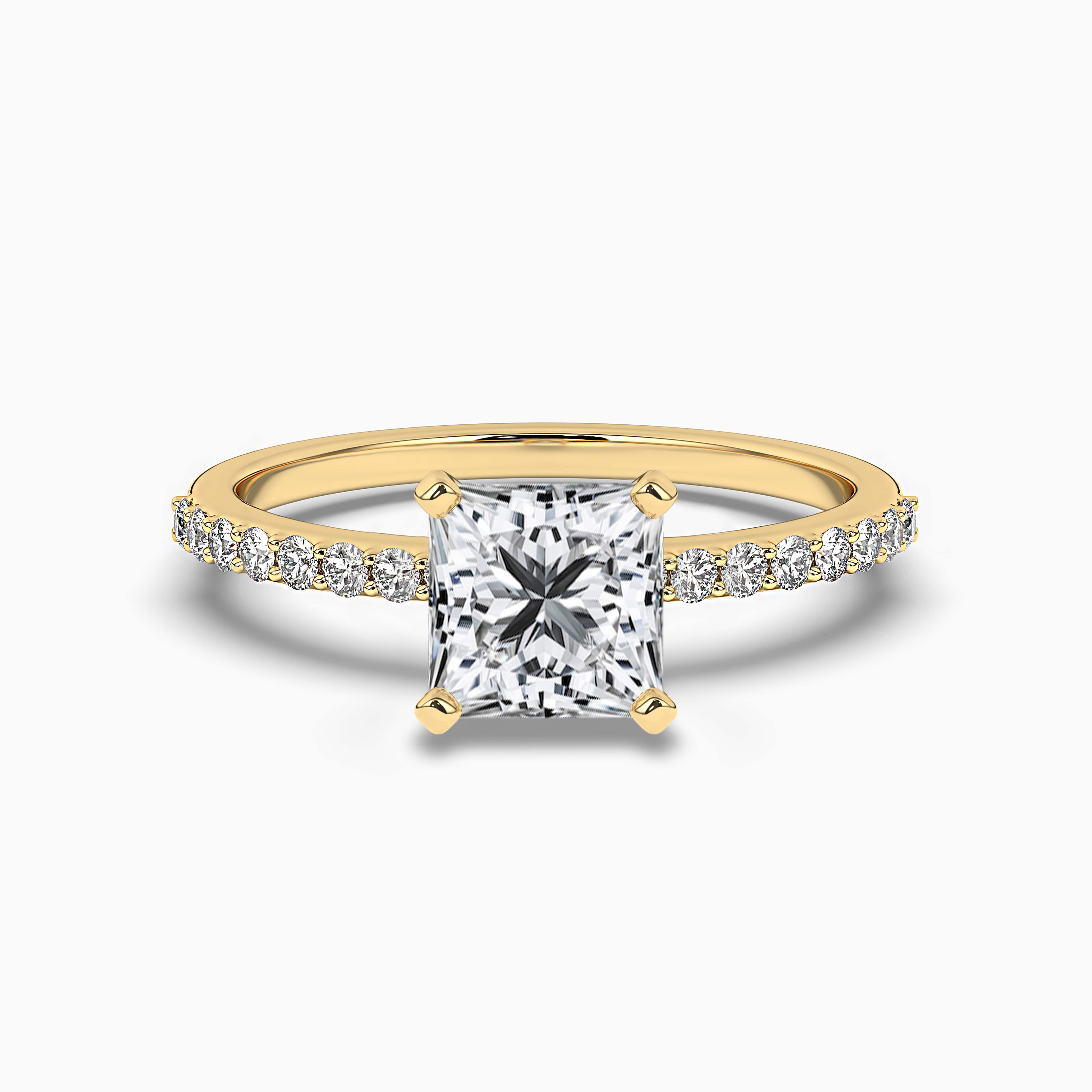 Yellow Gold Ring with Princess Cut Diamond