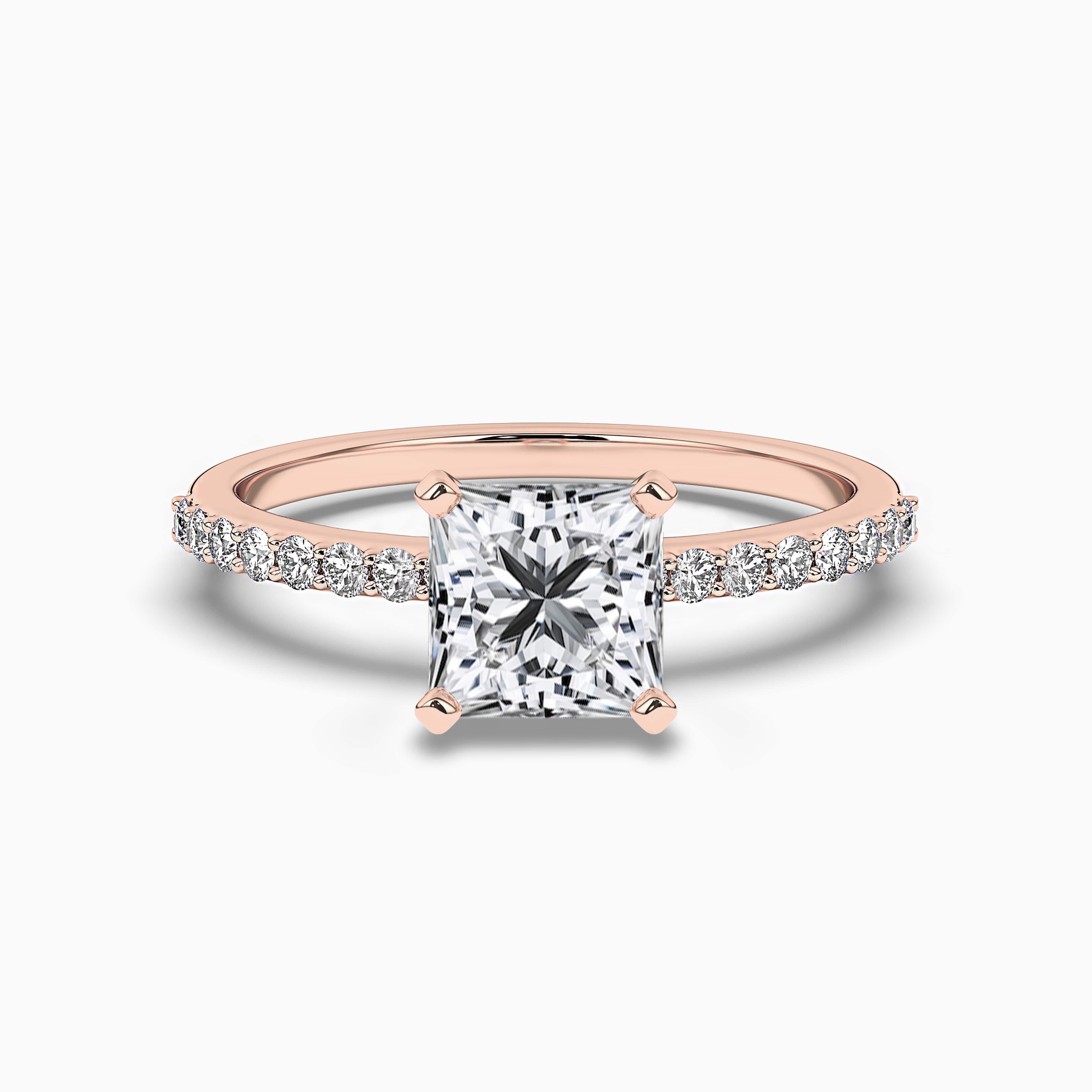 Princess Cut Solitaire Diamond Accents Rose Gold Ring