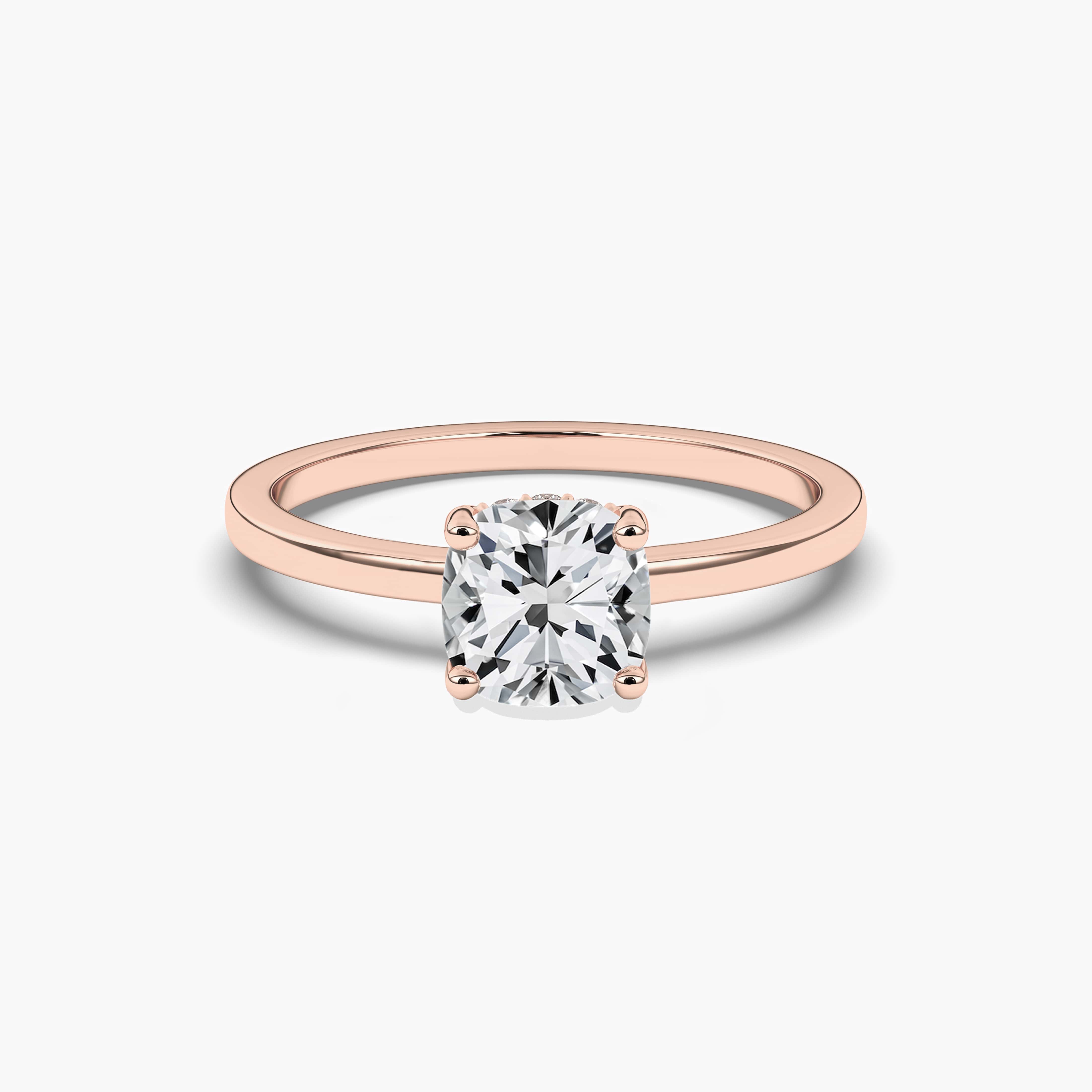 Rose Gold Moissanite Diamond Hidden Halo Ring 