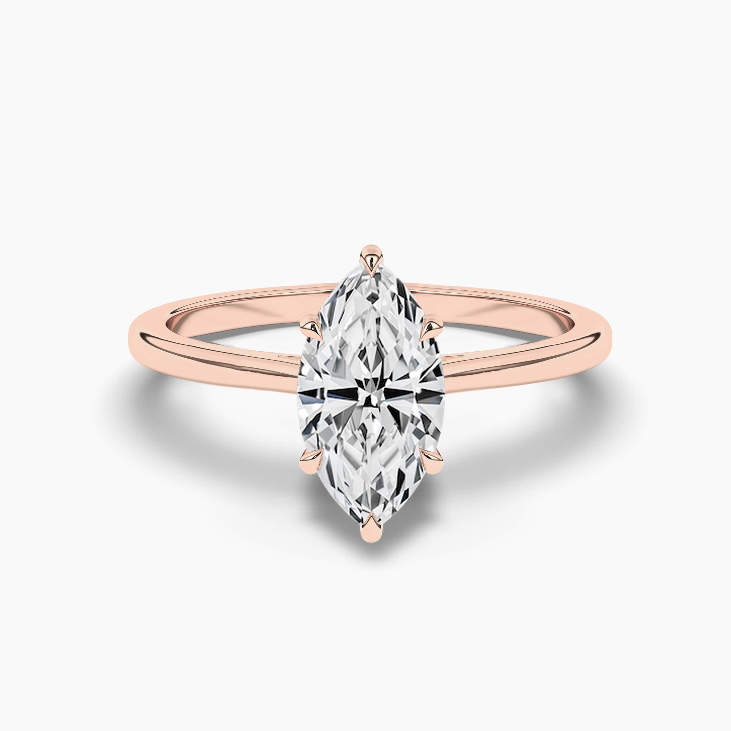 Marquise Cut Moissanite Engagement Ring For Women  Rose Gold