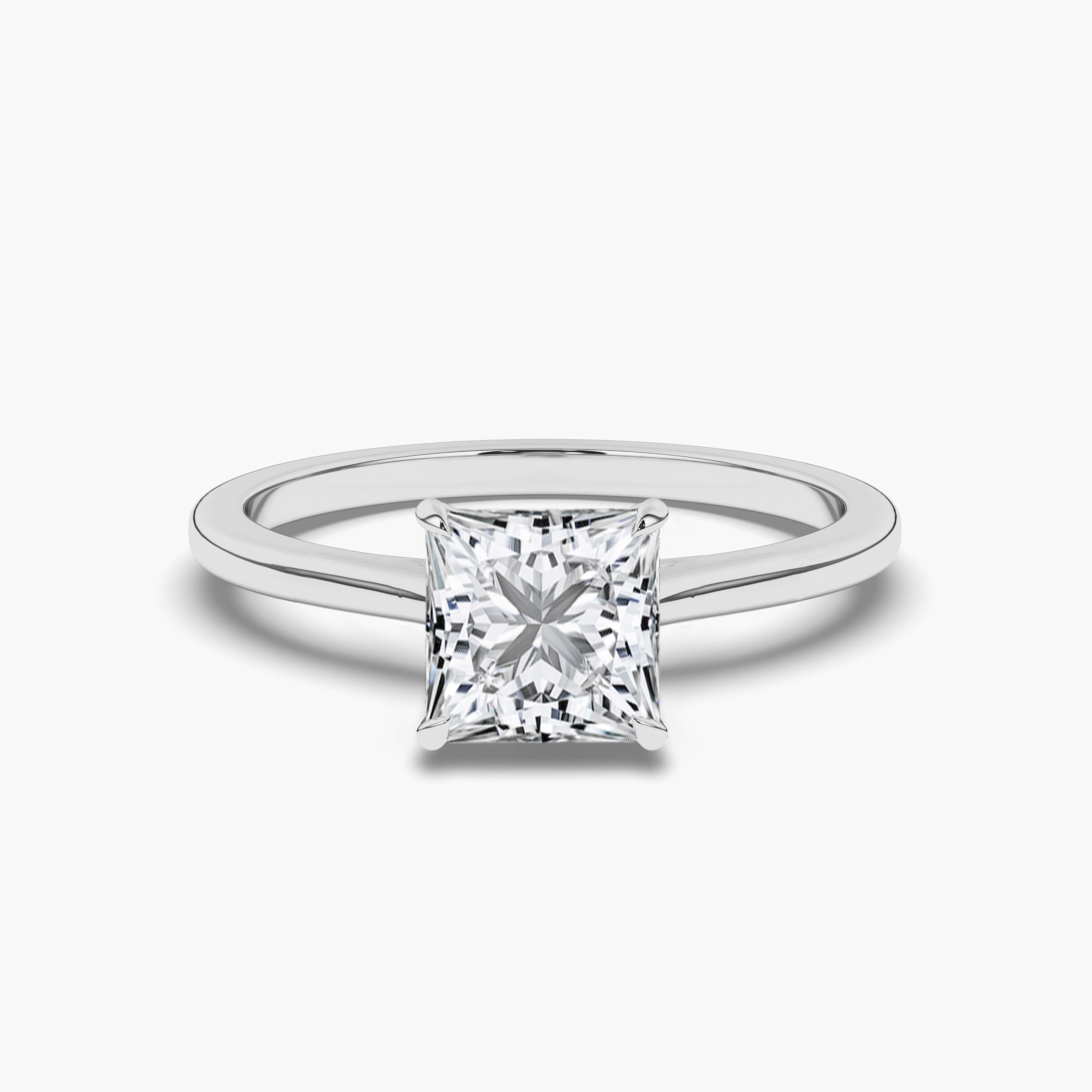 White Gold Engagement Ring  Princess Cut Diamond