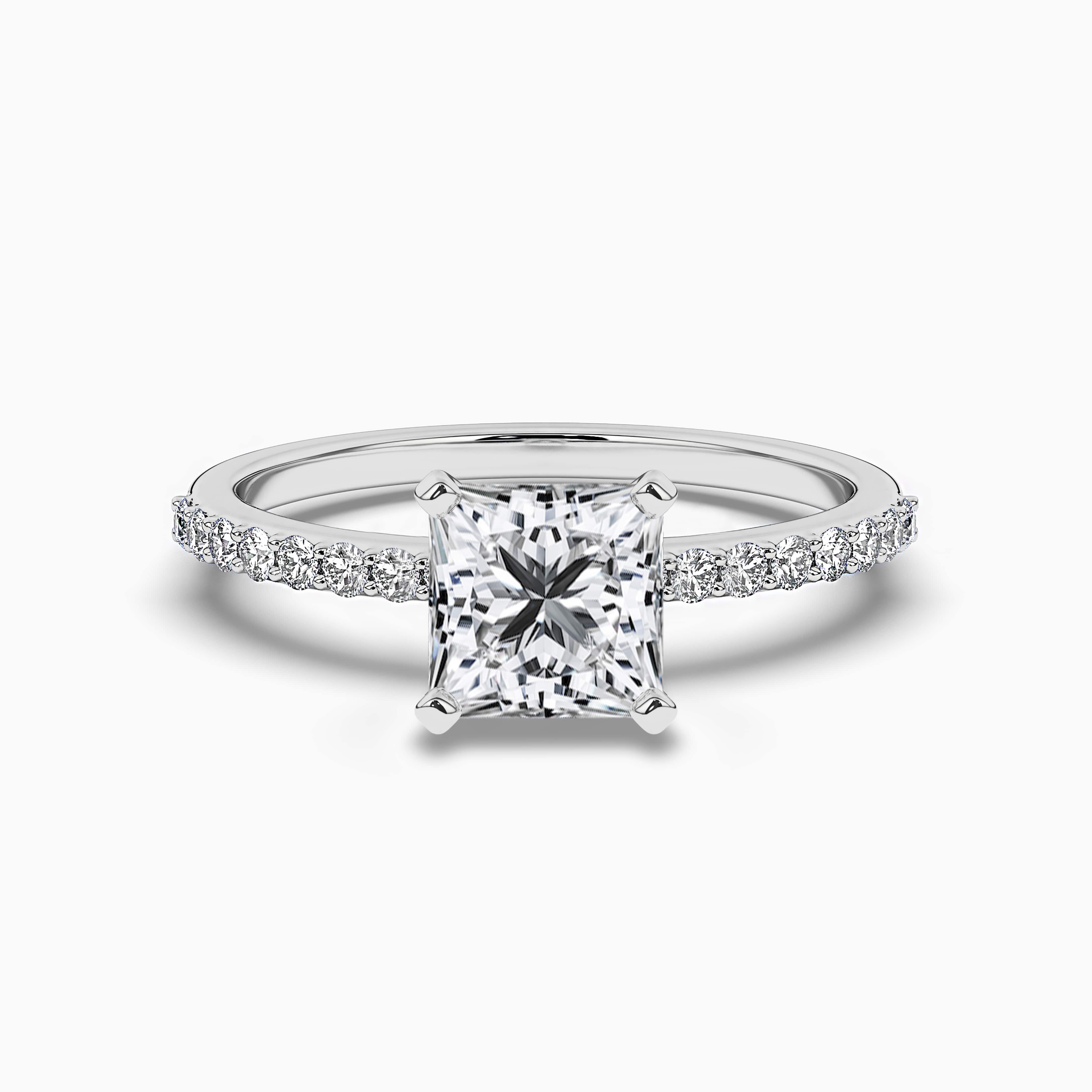 Princess & Round Cut Diamond White Gold Wedding Ring