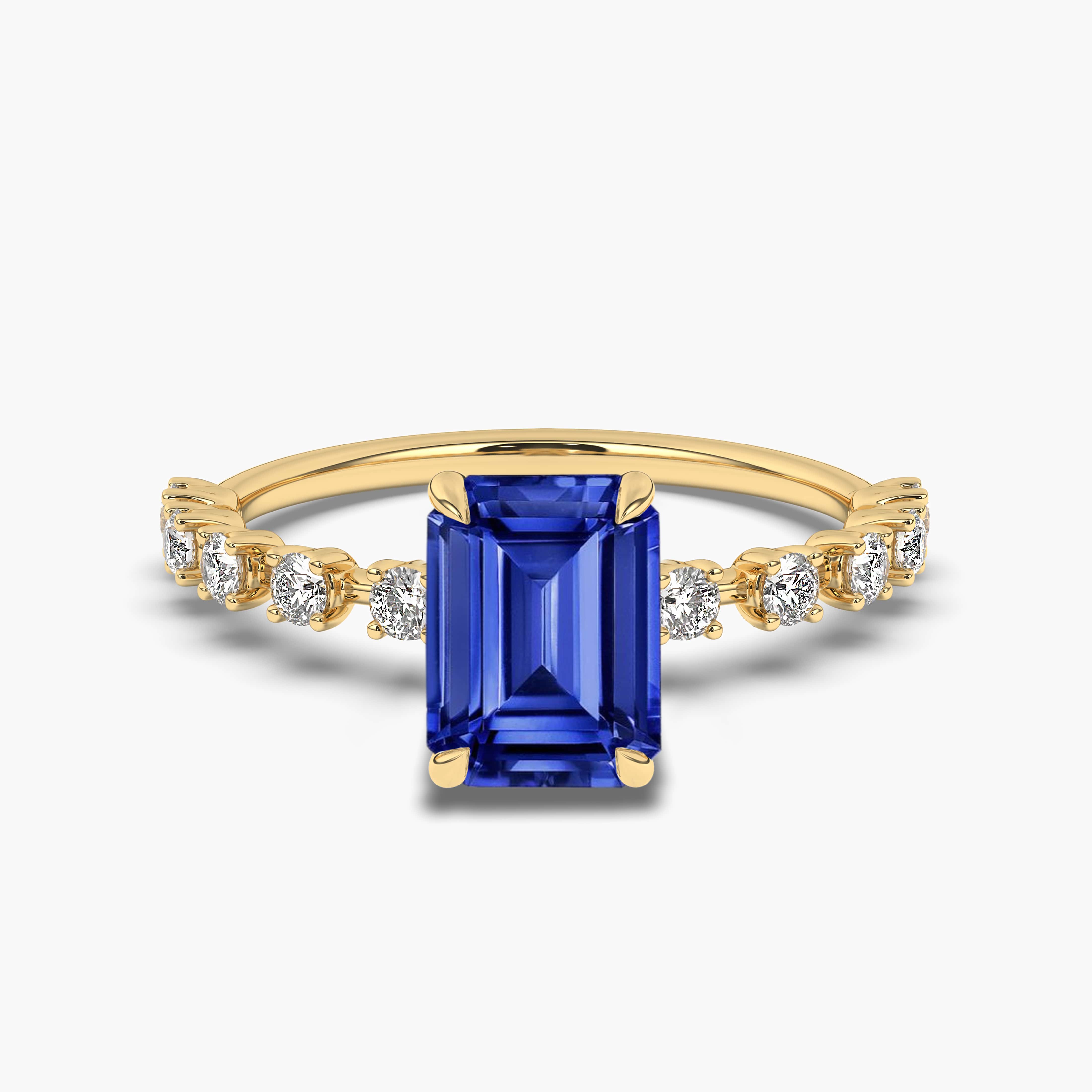 Blue Sapphire Emerald Cut Ring