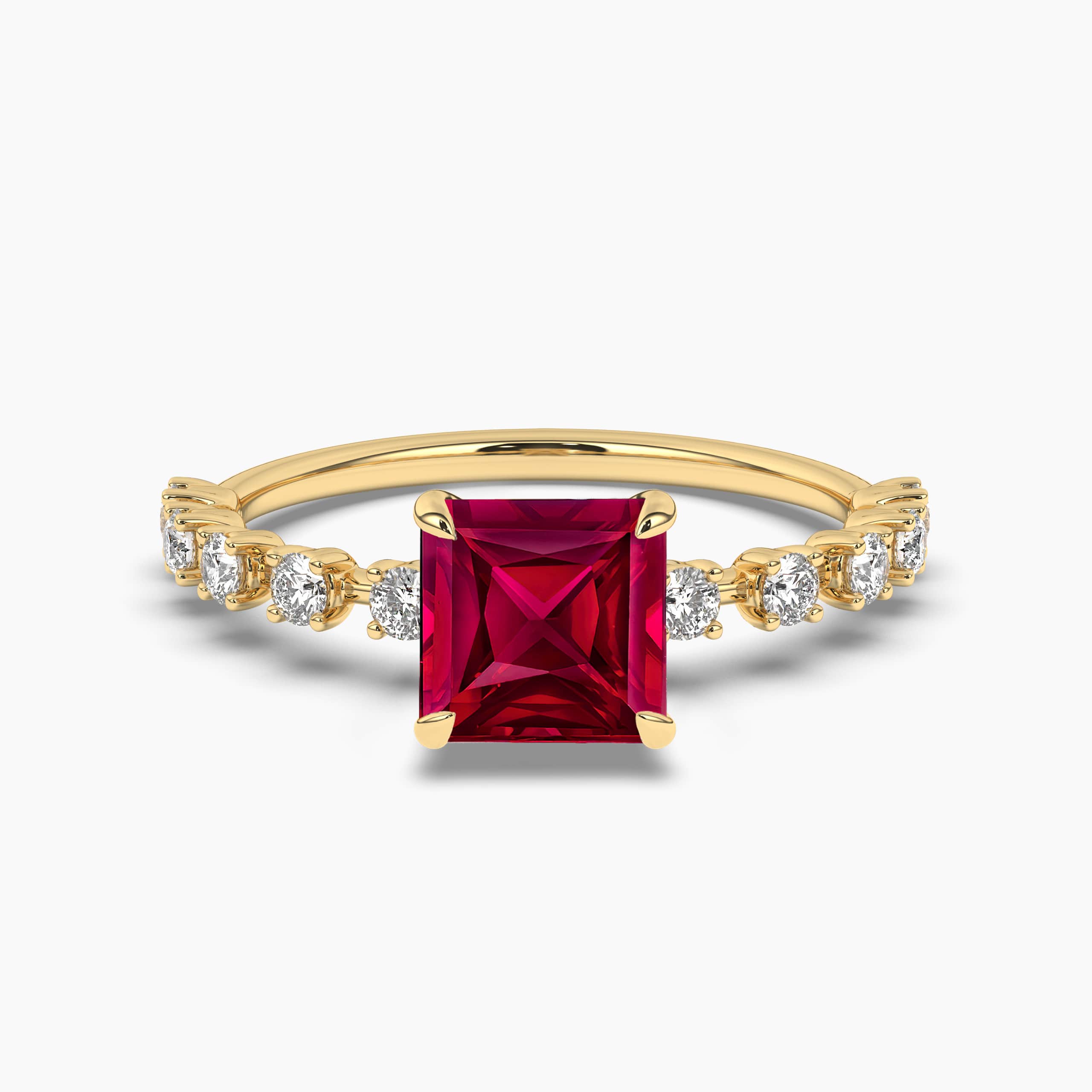 Princess Cut Ruby Solitaire Engagement Ring