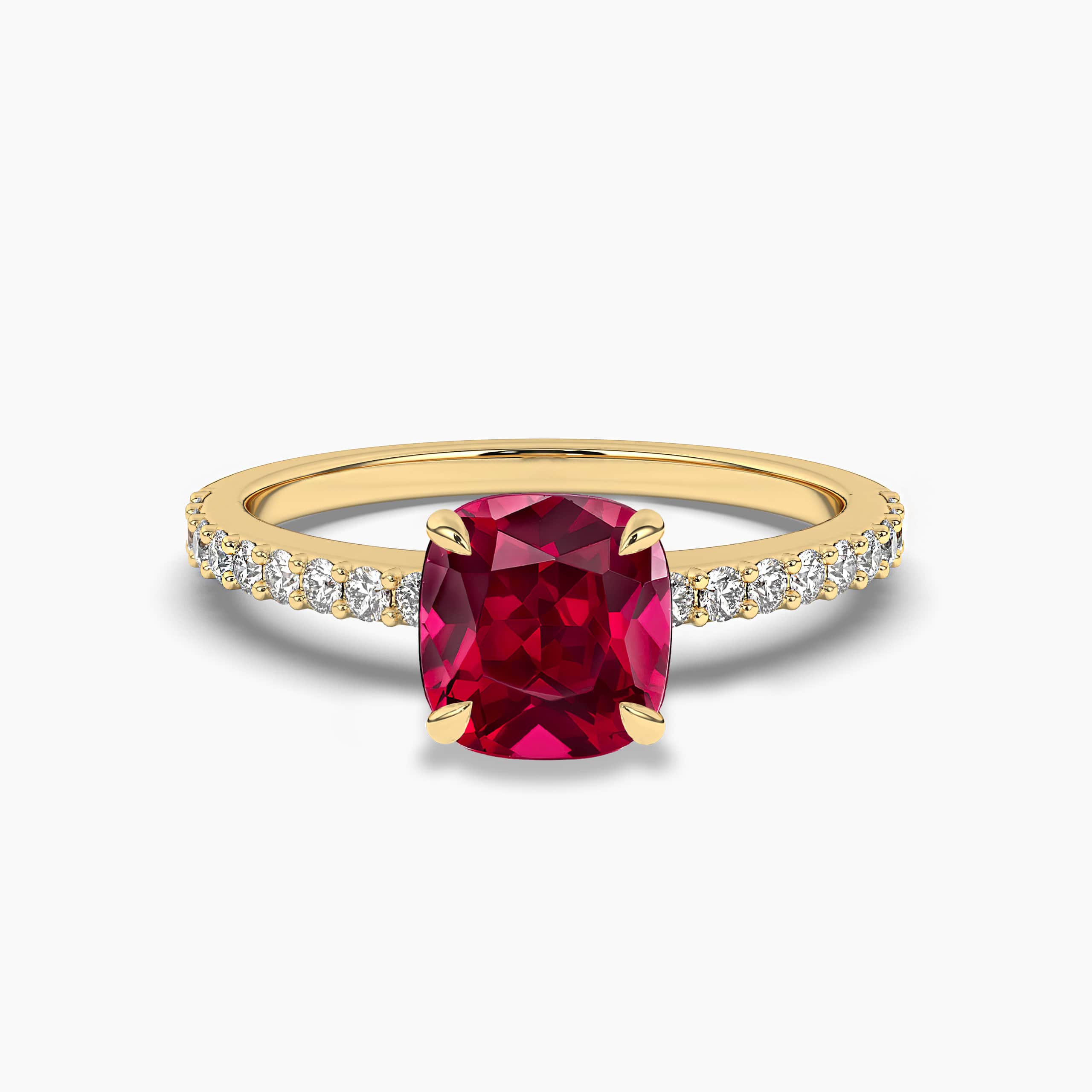 Cushion cut  lab grown ruby engagement ring