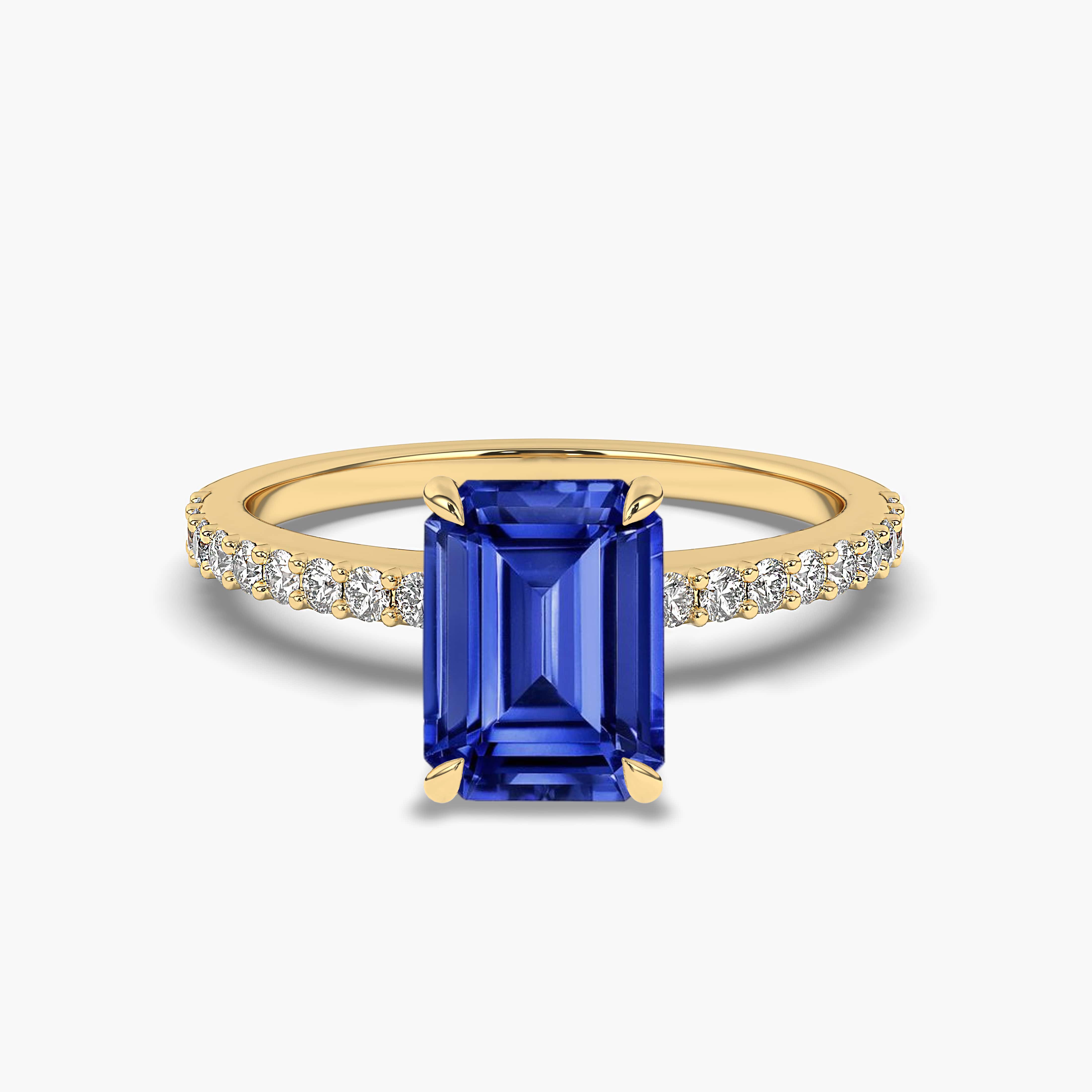 Sapphire Ring Emerald Cut Sapphire Engagement Ring