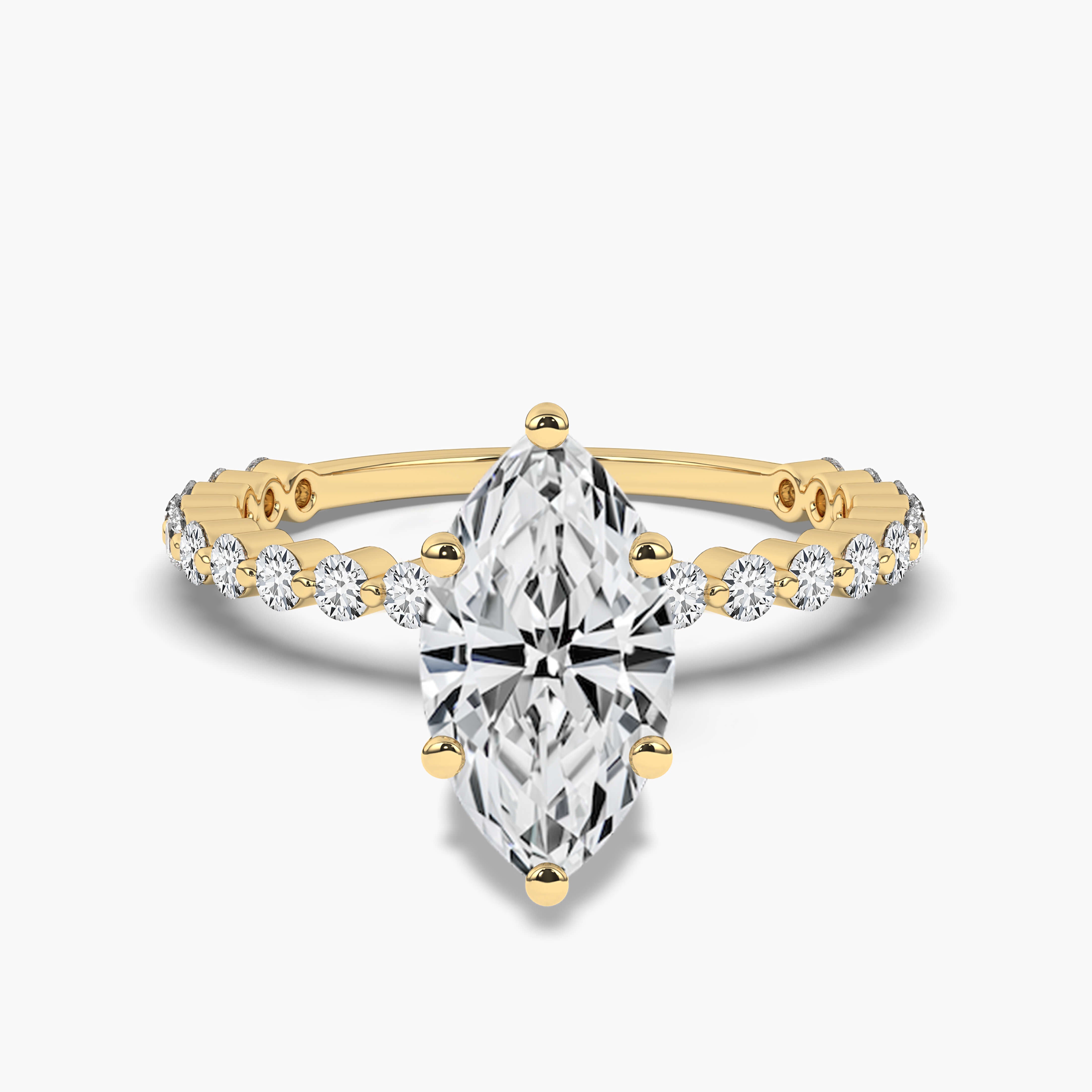 Yellow Gold Marquise Shape Diamond Engagement Ring