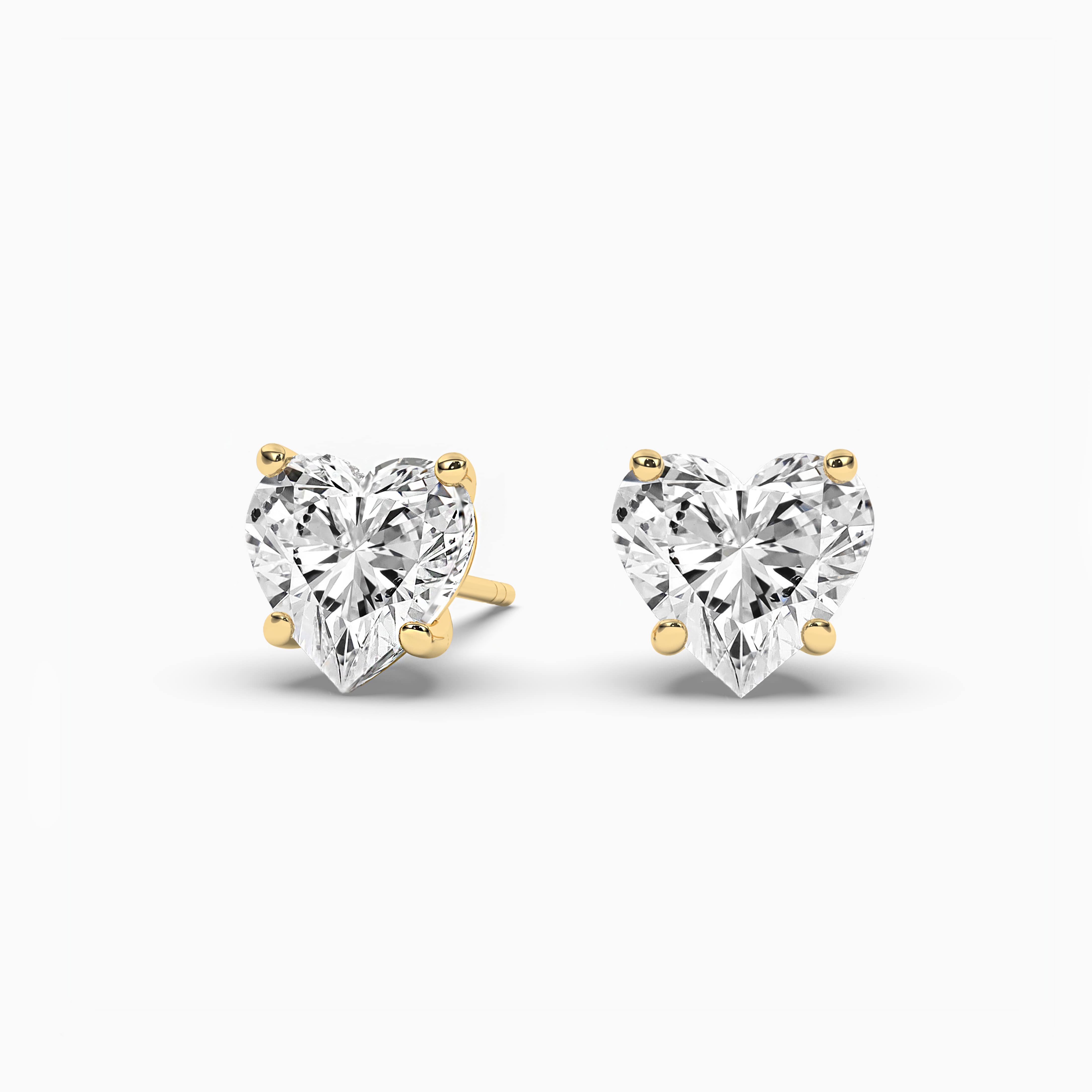 Round Prong Set Heart Shaped Diamond Stud Earrings