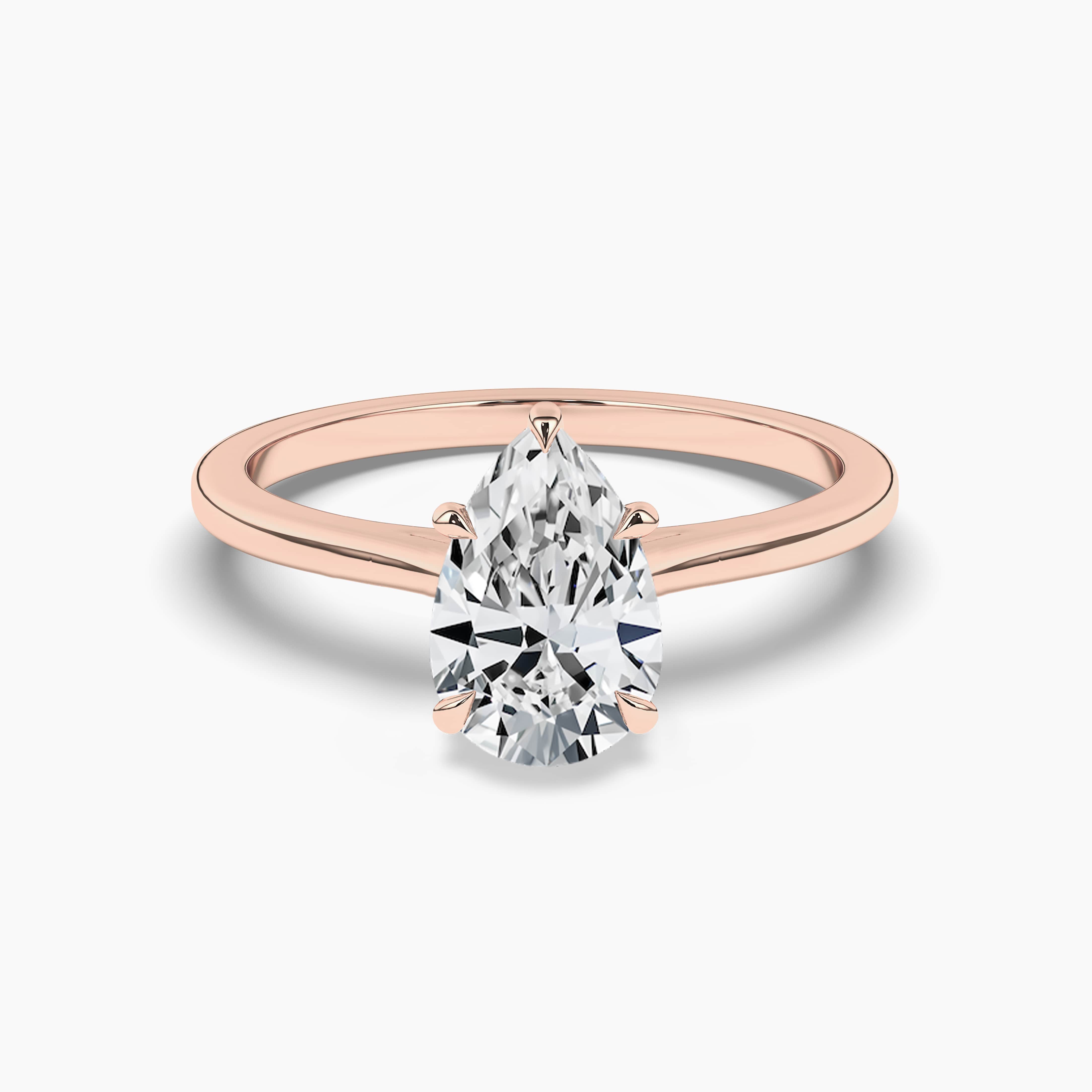 Pear Shaped Engagement Ring. Solitaire Ring. Rose Gold Wedding Ring. Promise Ring