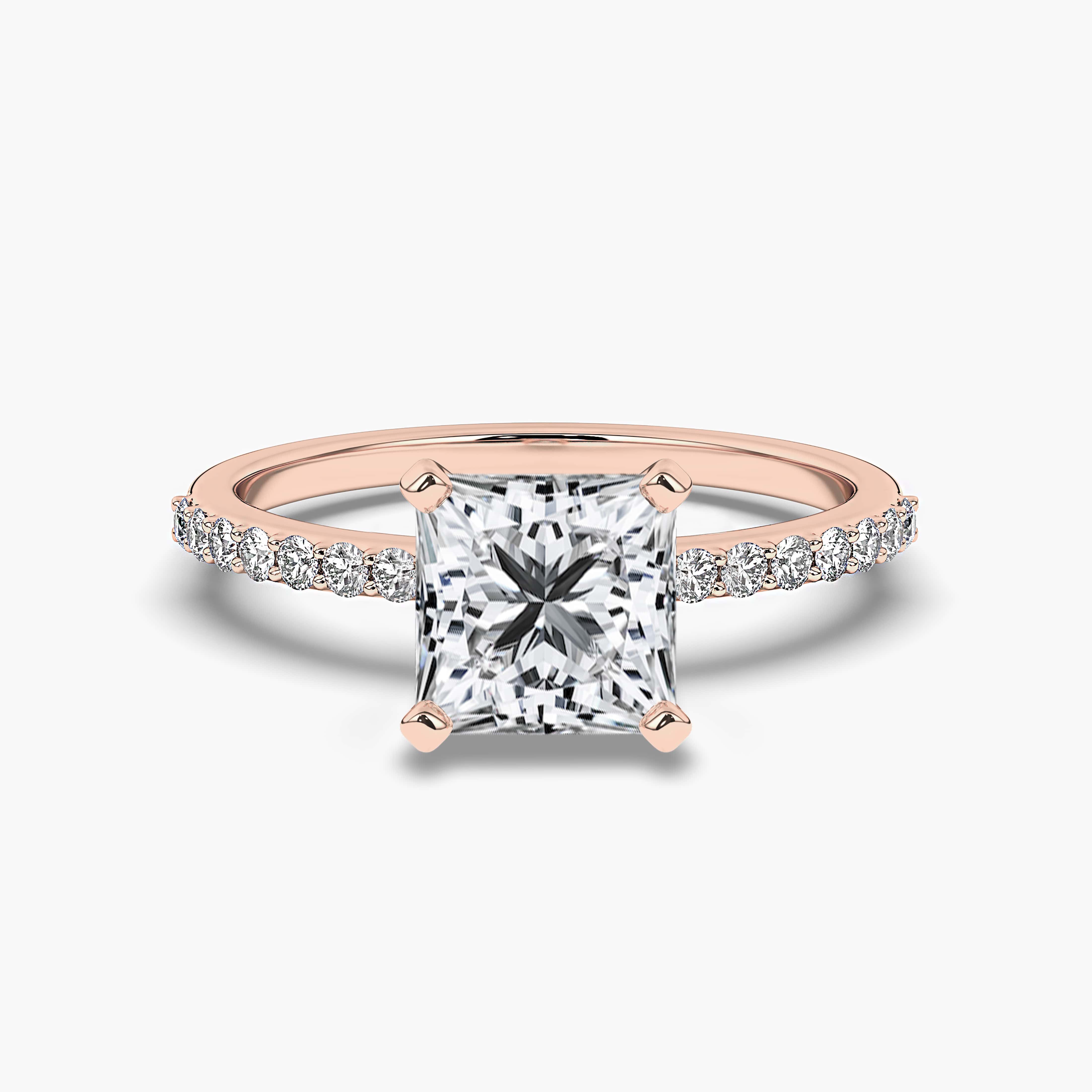 rose gold ring with princess cut solitaire