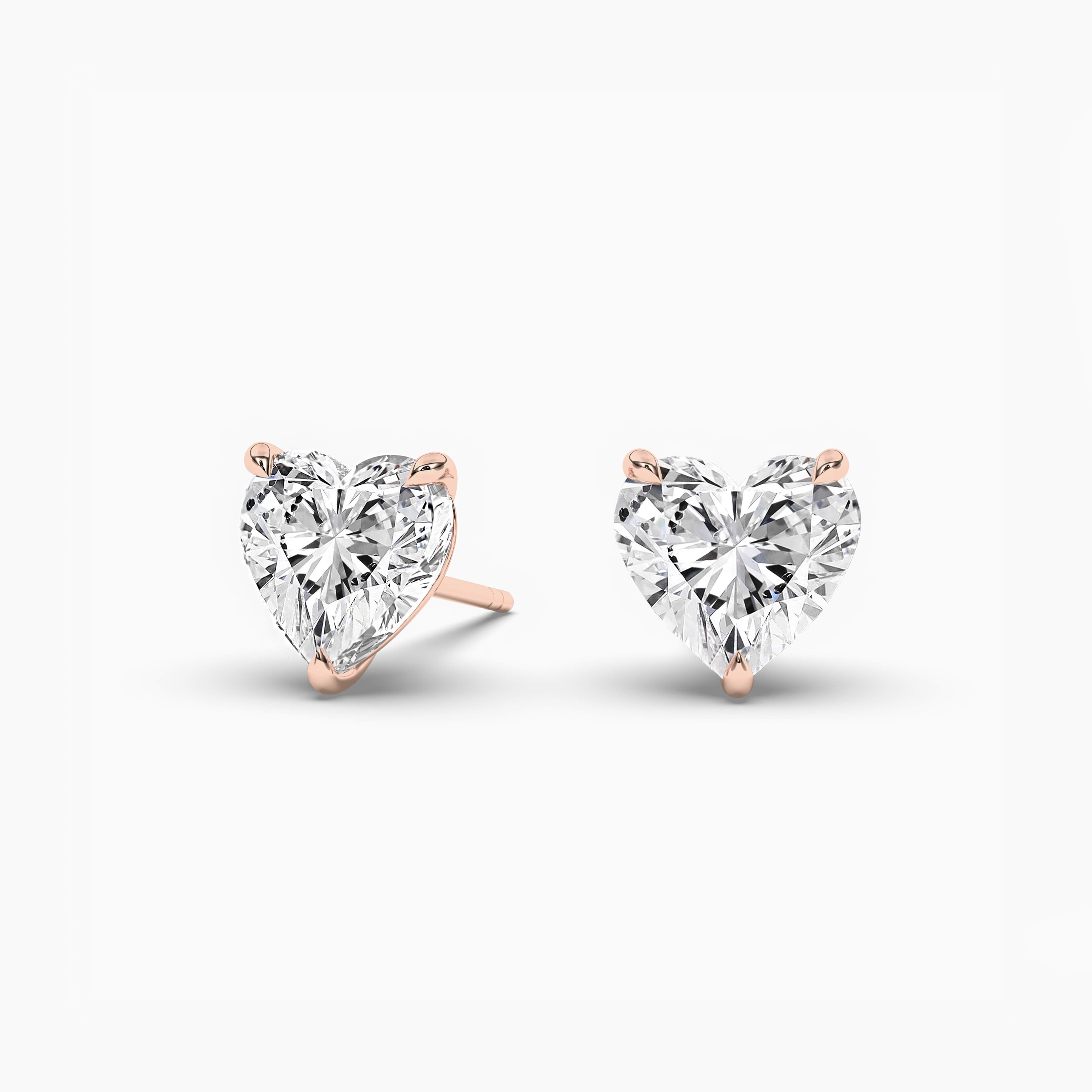 ROSE GOLD HEART CUT DIAMOND STUD EARRINGS